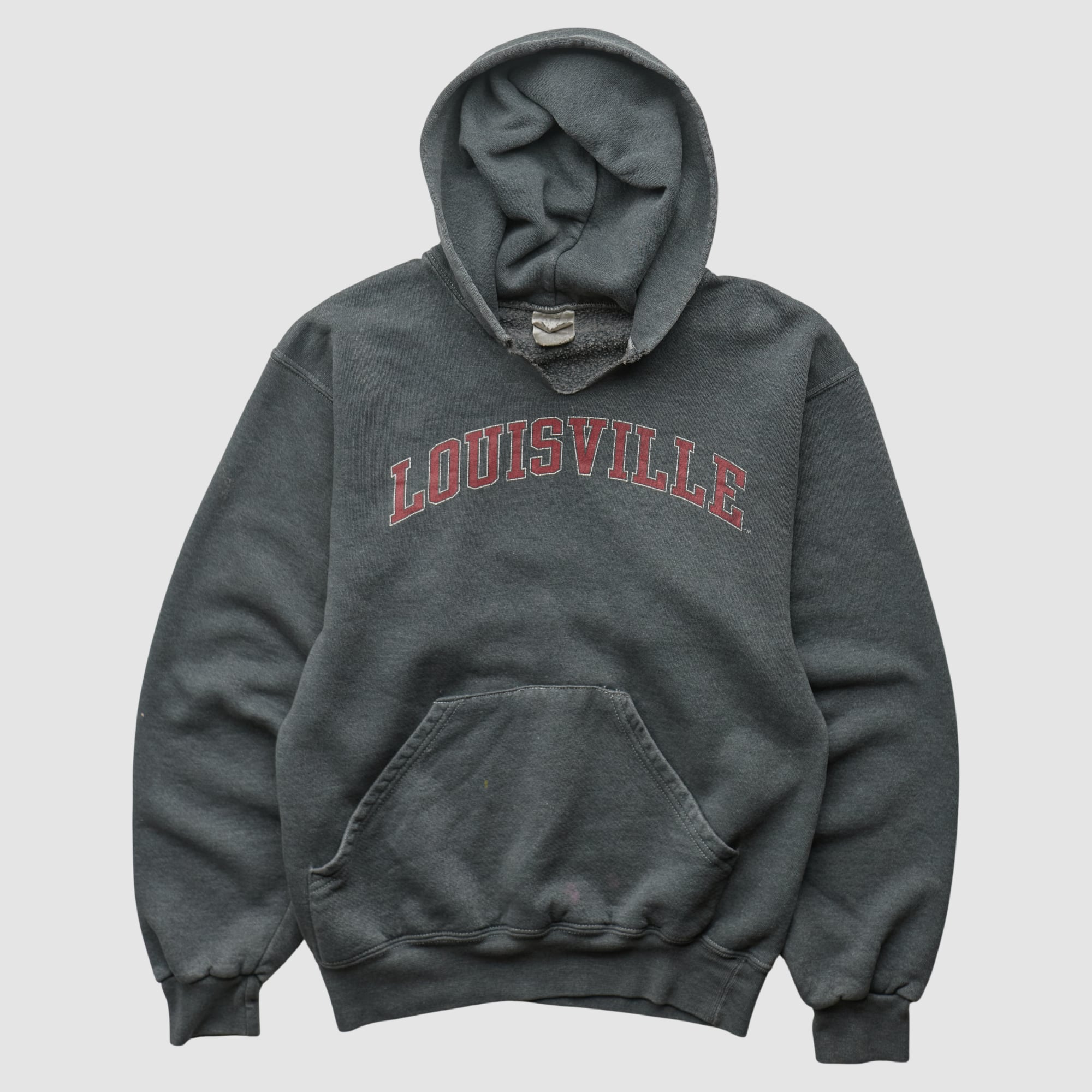 Louisville Cardinals Soffe 2000s Hooded Pullover Sweatshirt - Dark Heather Gray - XXS