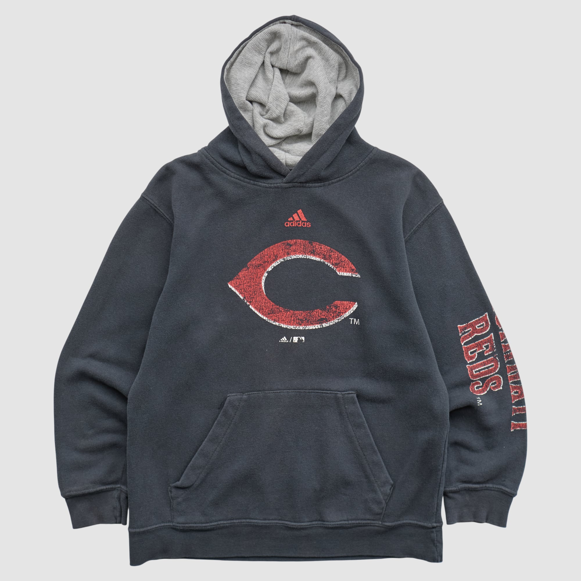 Cincinnati Reds Adidas 2010s Hooded Pullover Sweatshirt - Black - XS