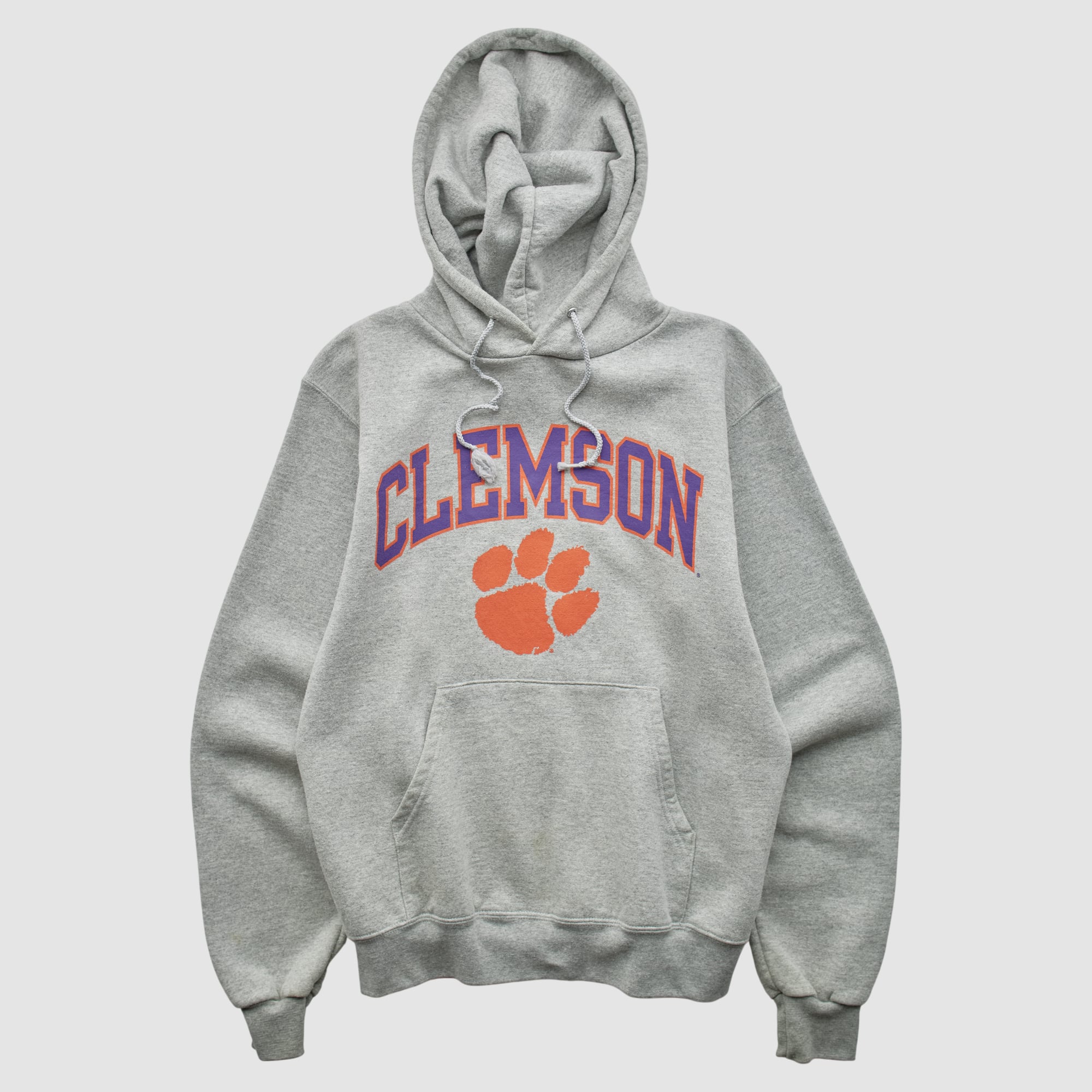 Clemson Tigers Champion 2000s Hooded Pullover Sweatshirt - Heather Gray - XXS