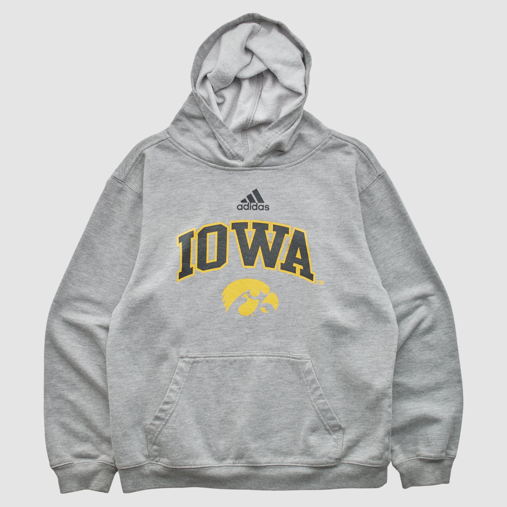 Iowa Hawkeyes Adidas 2010s Hooded Pullover Sweatshirt - Heather Gray - XS
