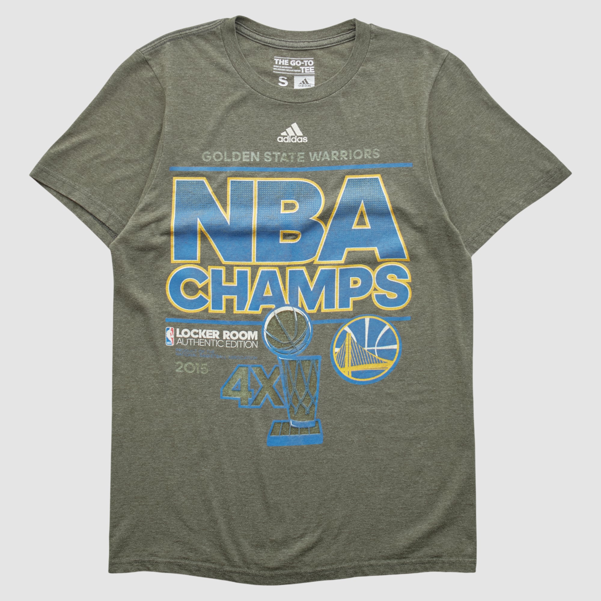 Golden State Warriors Adidas 2015 T-shirt - Dark Heather Gray - XS