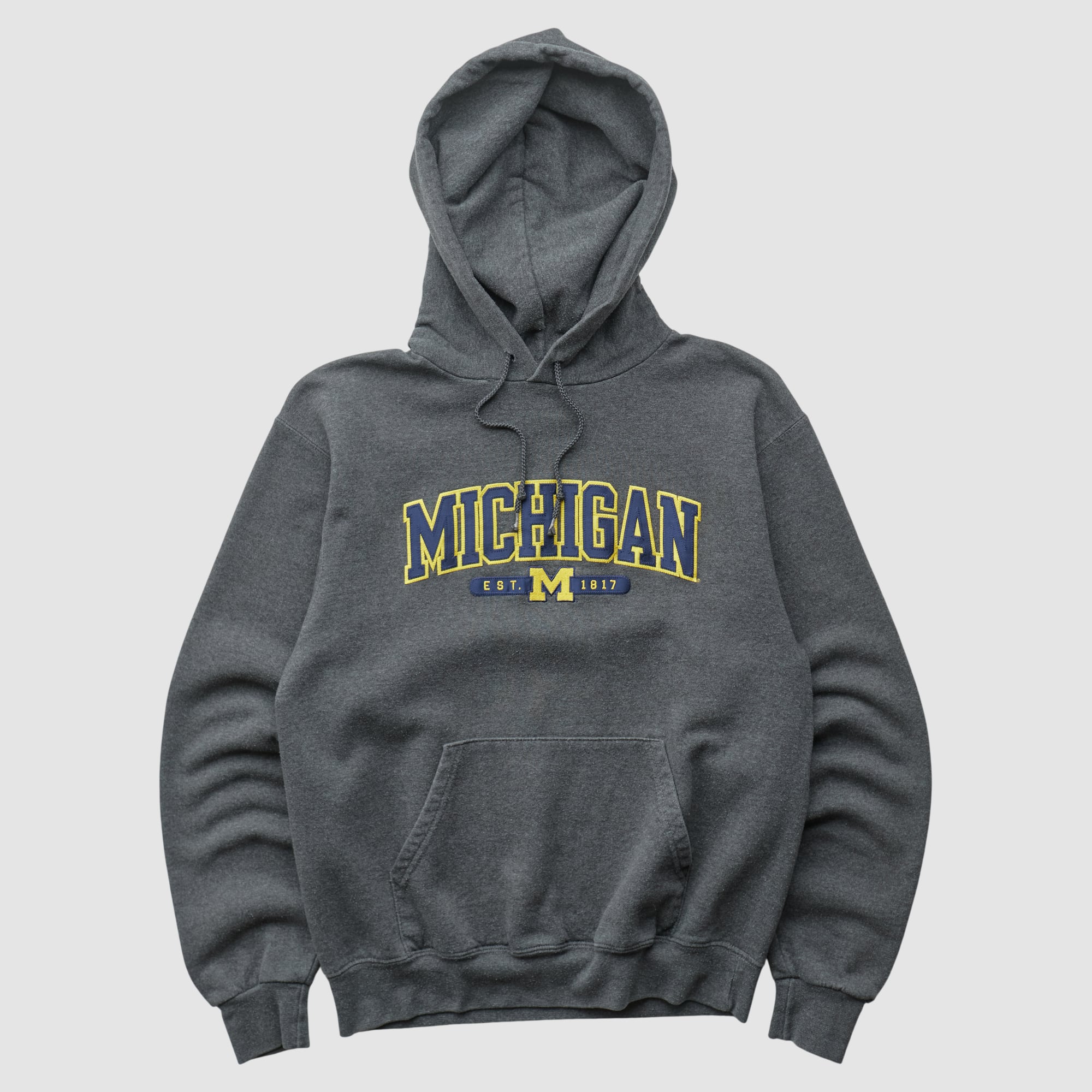 Michigan Wolverines Champion 2000s Hooded Pullover Sweatshirt - Dark Heather Gray - XS