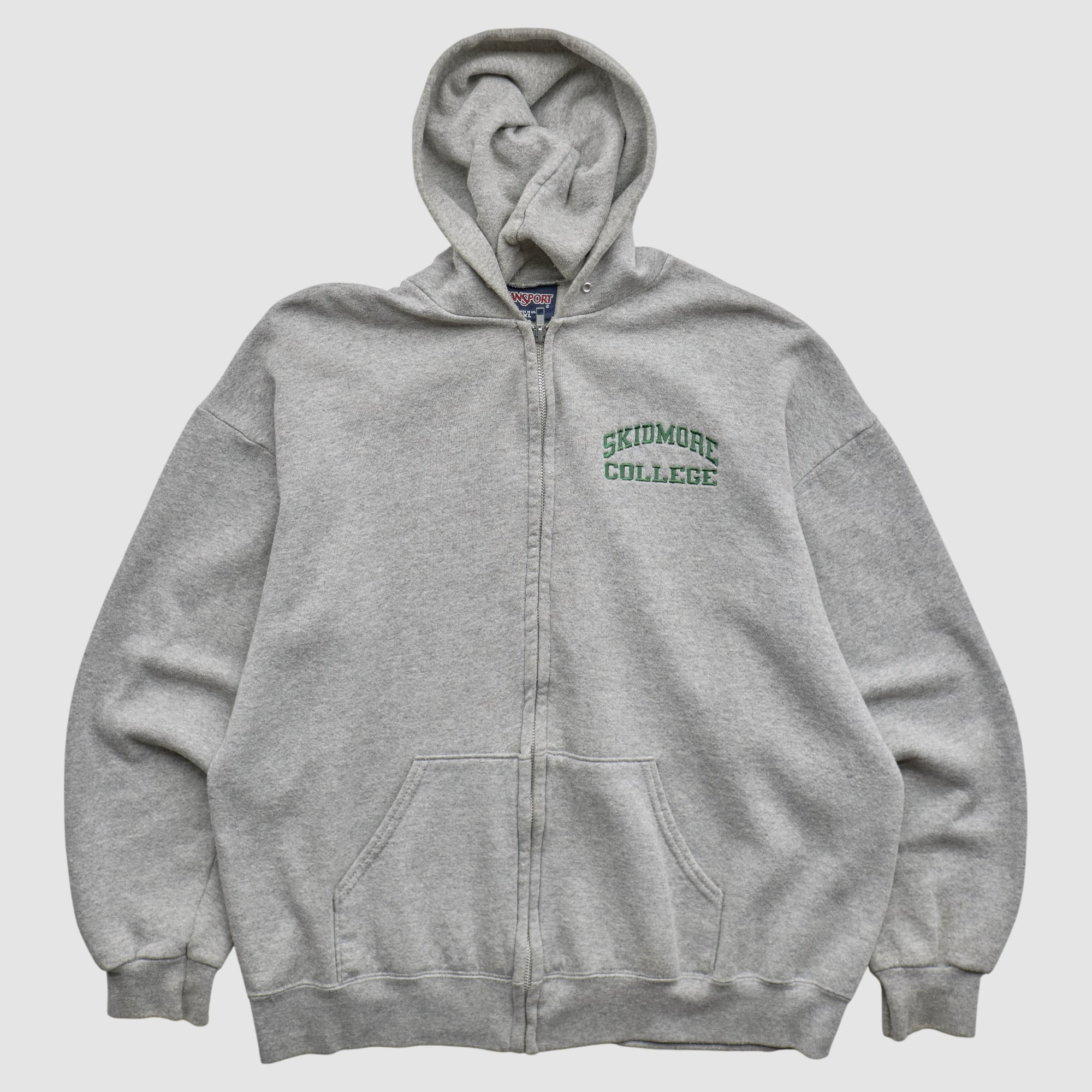 Skidmore Thoroughbreds Jansport 2000s Hooded Full Zip Sweatshirt - Gray - XL