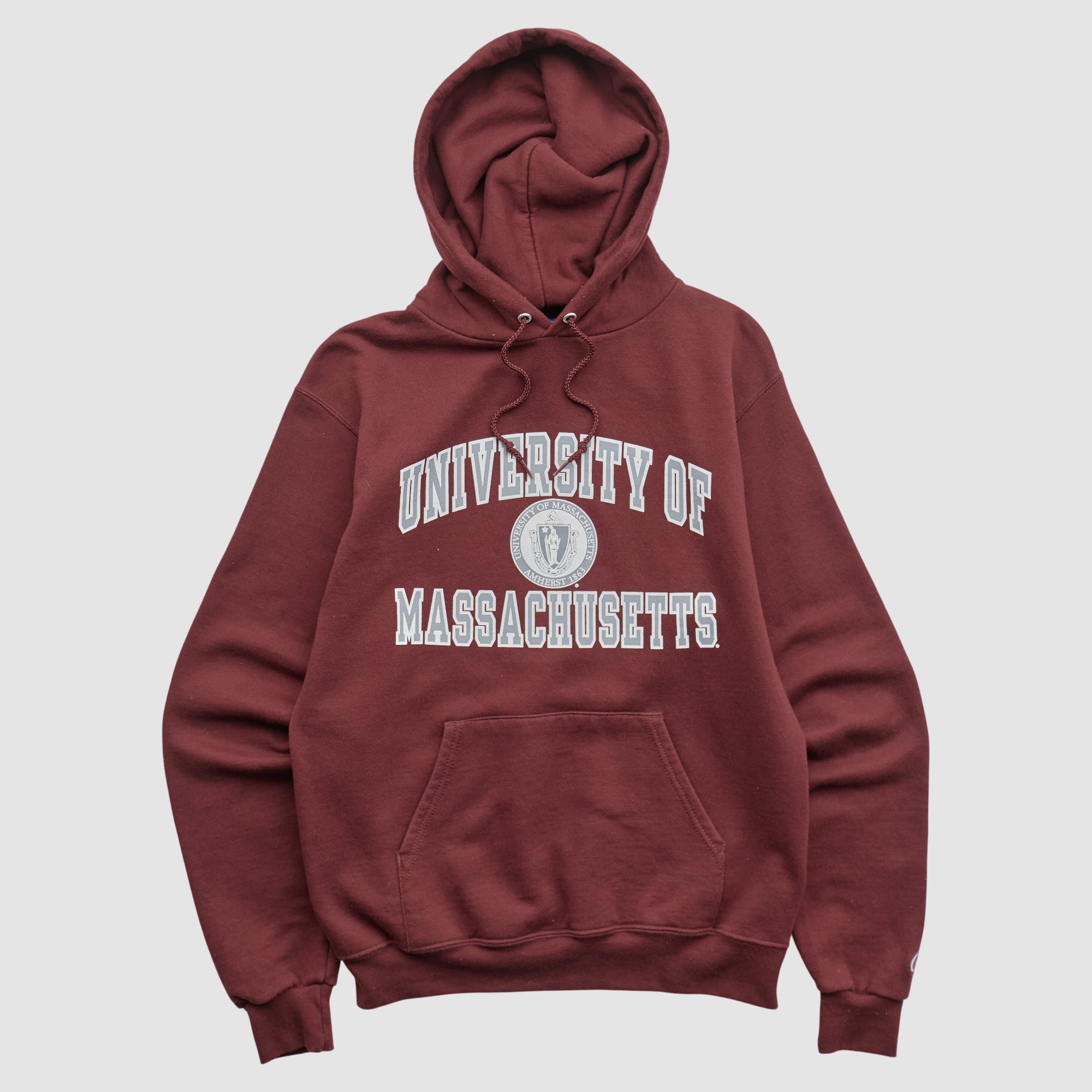 UMass Minutemen Champion 2000s Hooded Pullover Sweatshirt - Maroon - XS