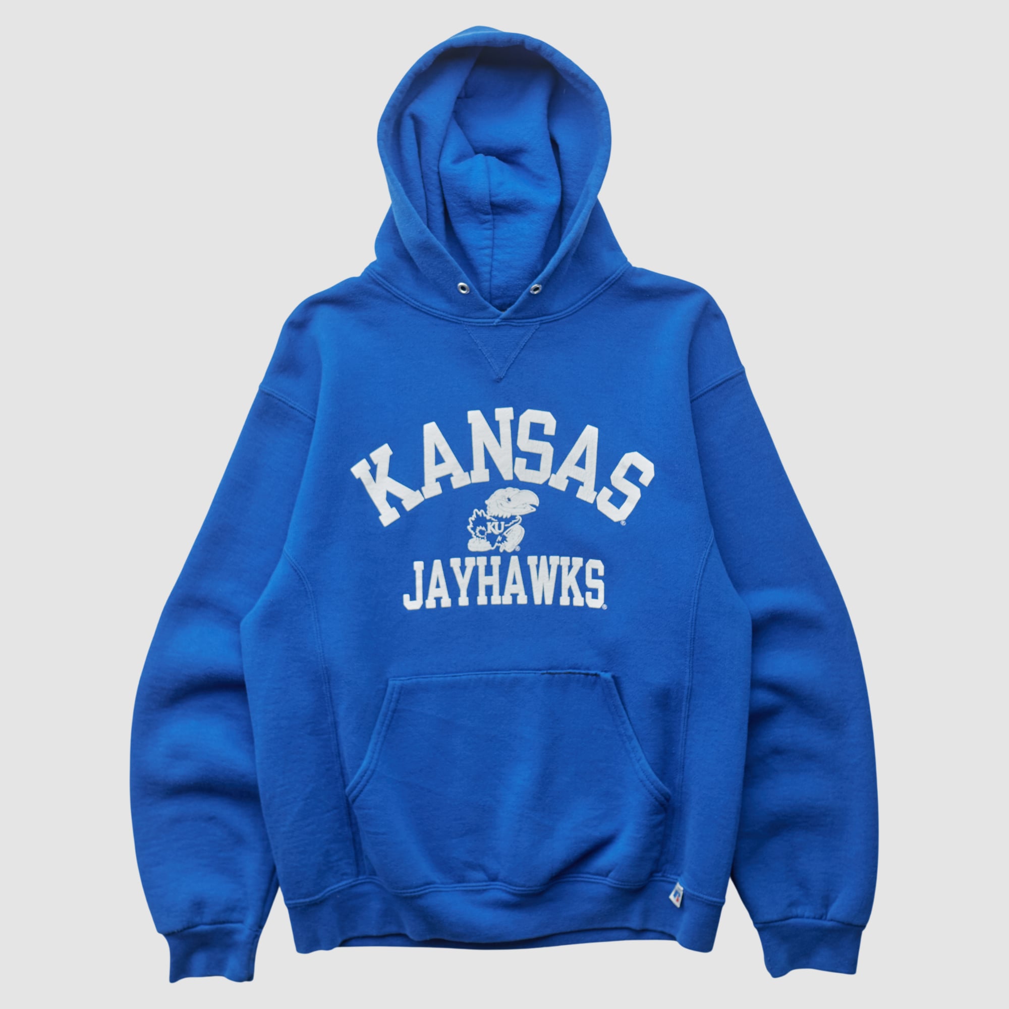 Kansas Jayhawks Russell 2010s Hooded Pullover Sweatshirt - Blue - XS