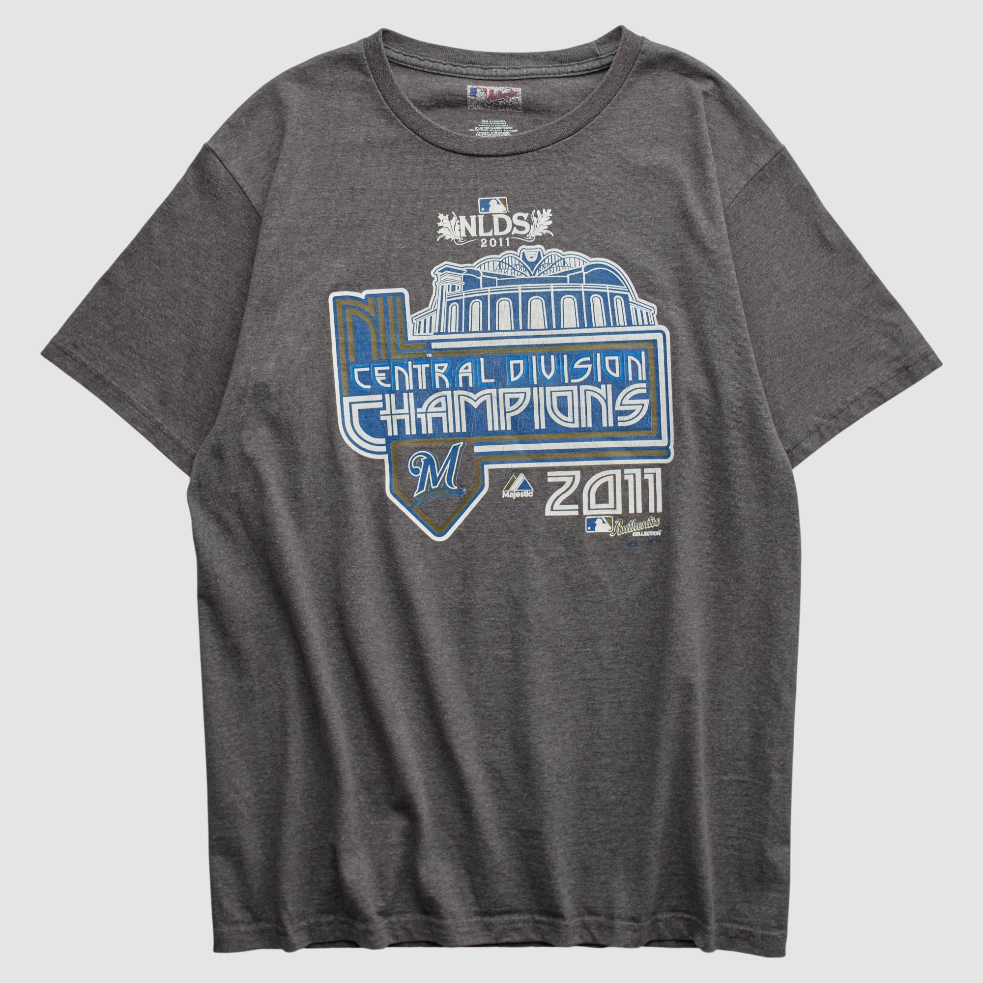 Milwaukee Brewers Majestic 2011 T-shirt - Dark Heather Gray - S