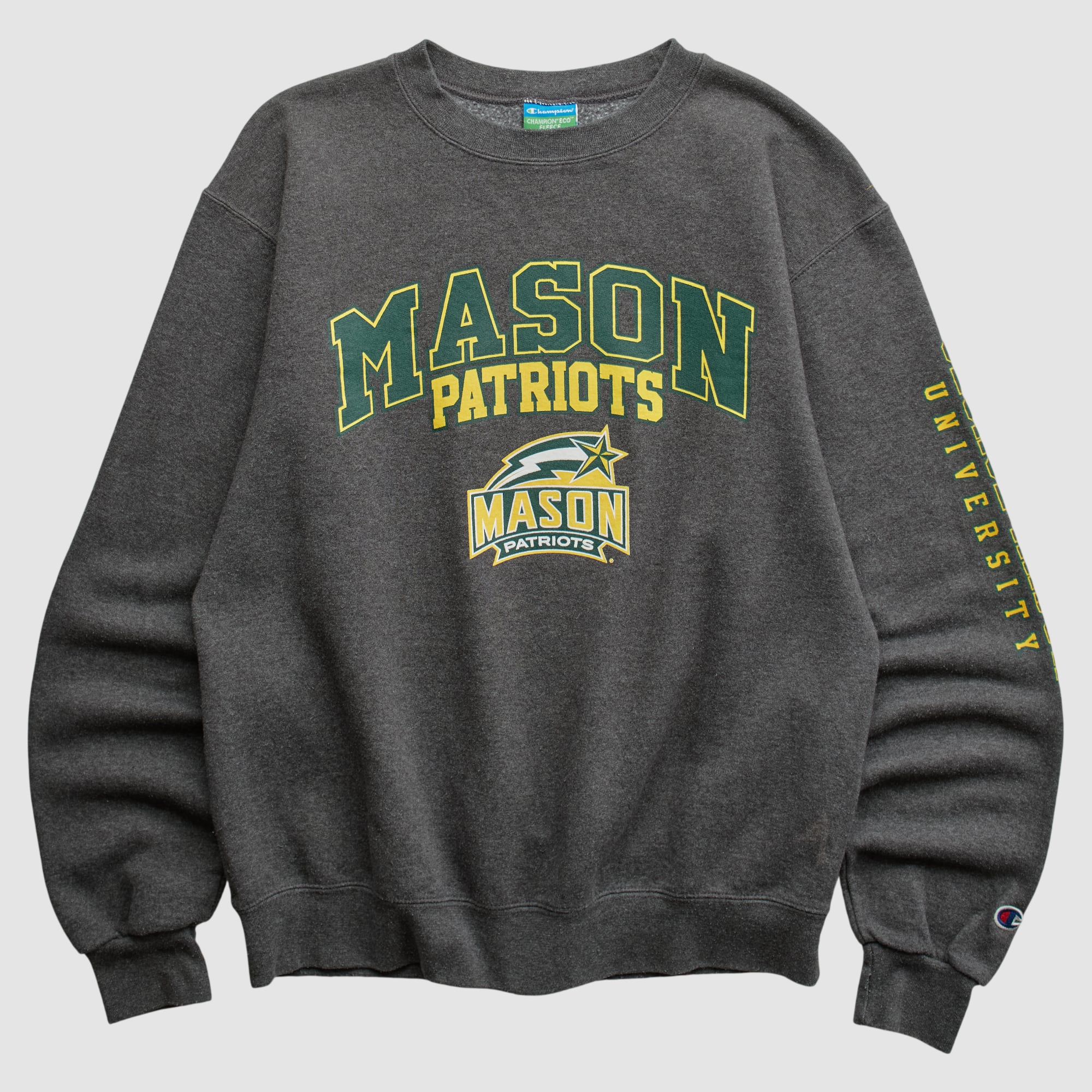George Mason Patriots Champion 2010s Pullover Sweatshirt - Dark Heather Gray - S