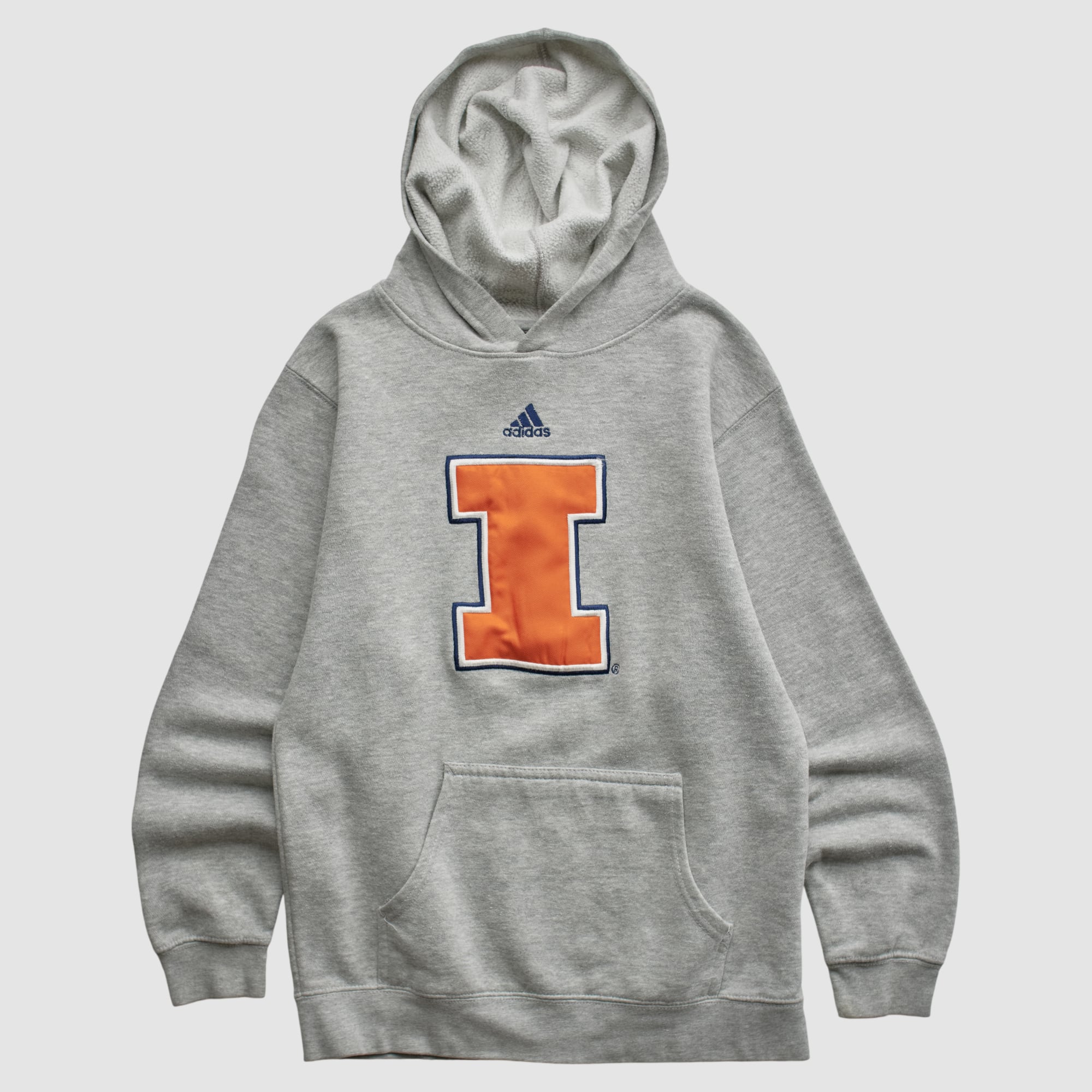 Illinois Fighting Illini Adidas 2010s Hooded Pullover Sweatshirt - Heather Gray - XXS