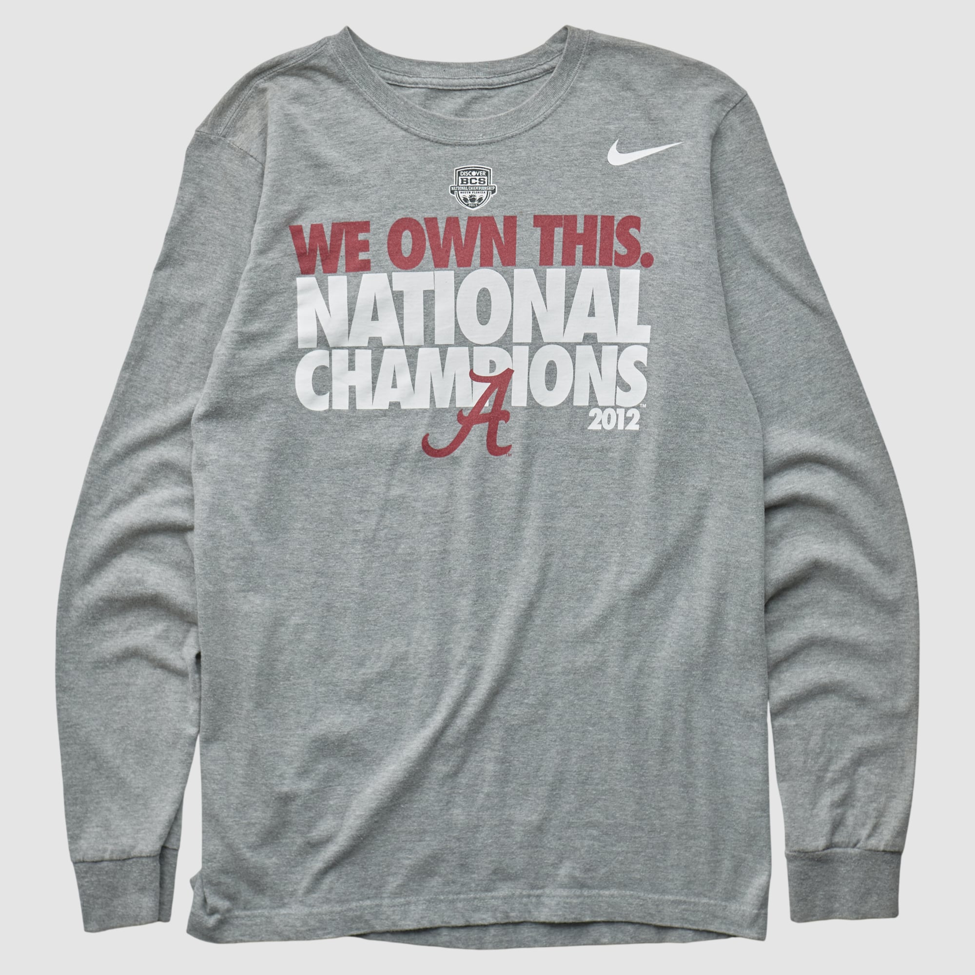 Alabama Crimson Tide Nike 2012 Long Sleeve T-shirt - Heather Gray - S