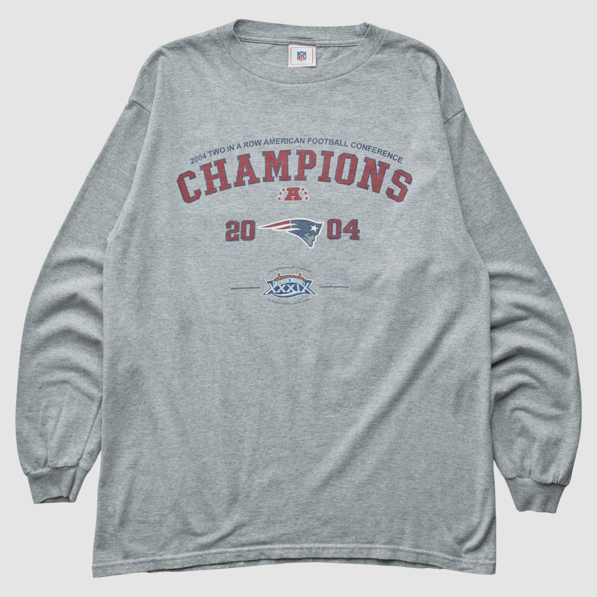 New England Patriots NFL 2004 Long Sleeve T-shirt - Heather Gray - M