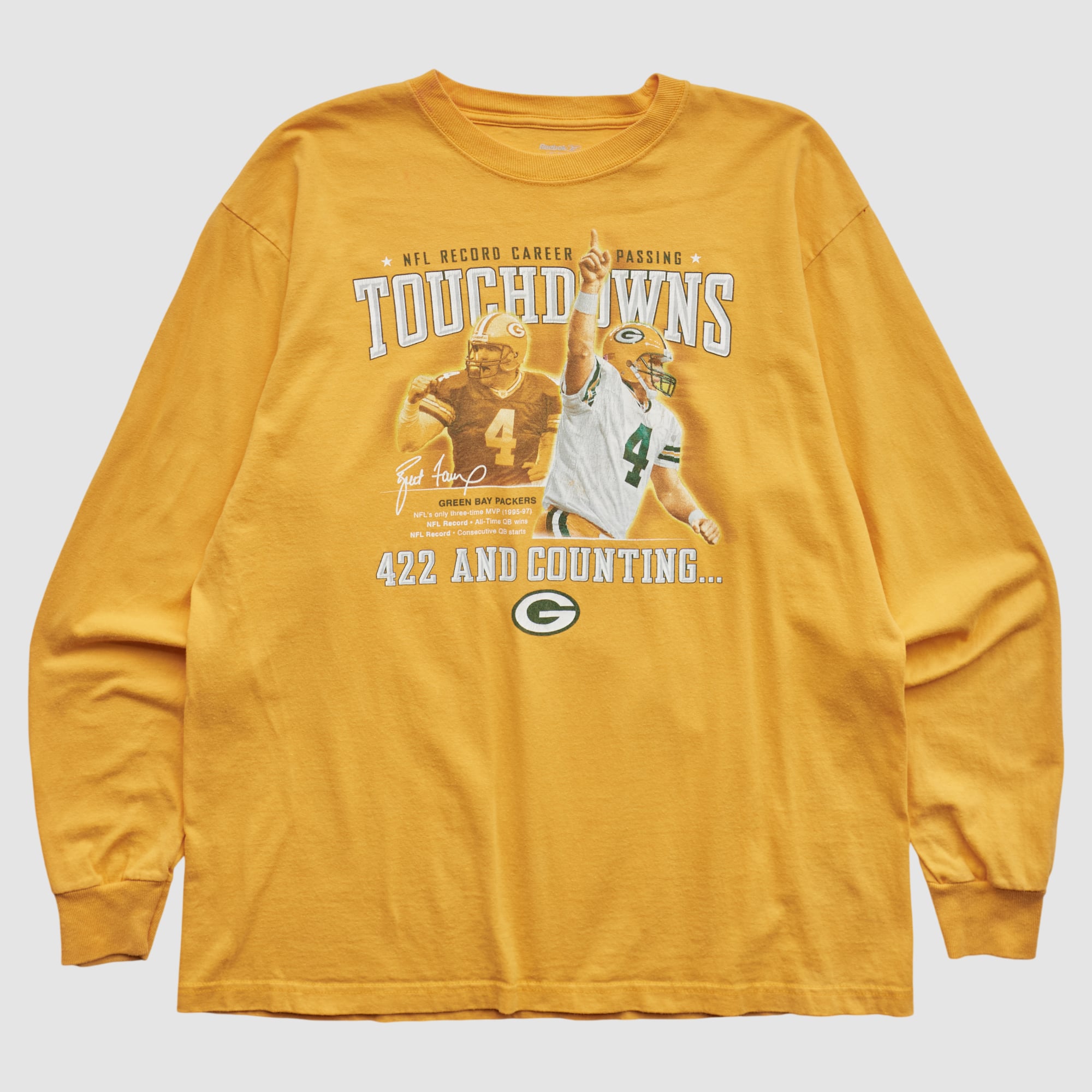 Green Bay Packers Reebok 2010s Long Sleeve T-shirt - Yellow - XL