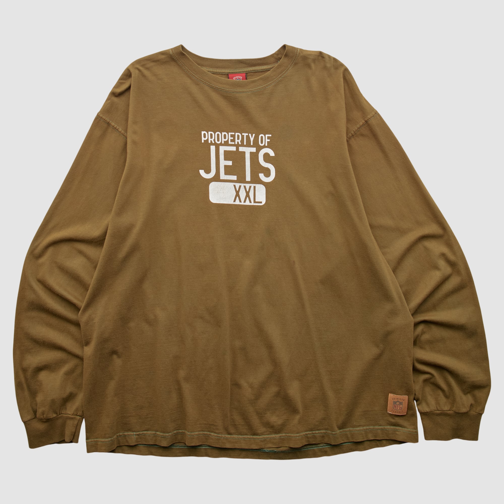New York Jets Reebok 2000s Long Sleeve T-shirt - Brown - 2XL