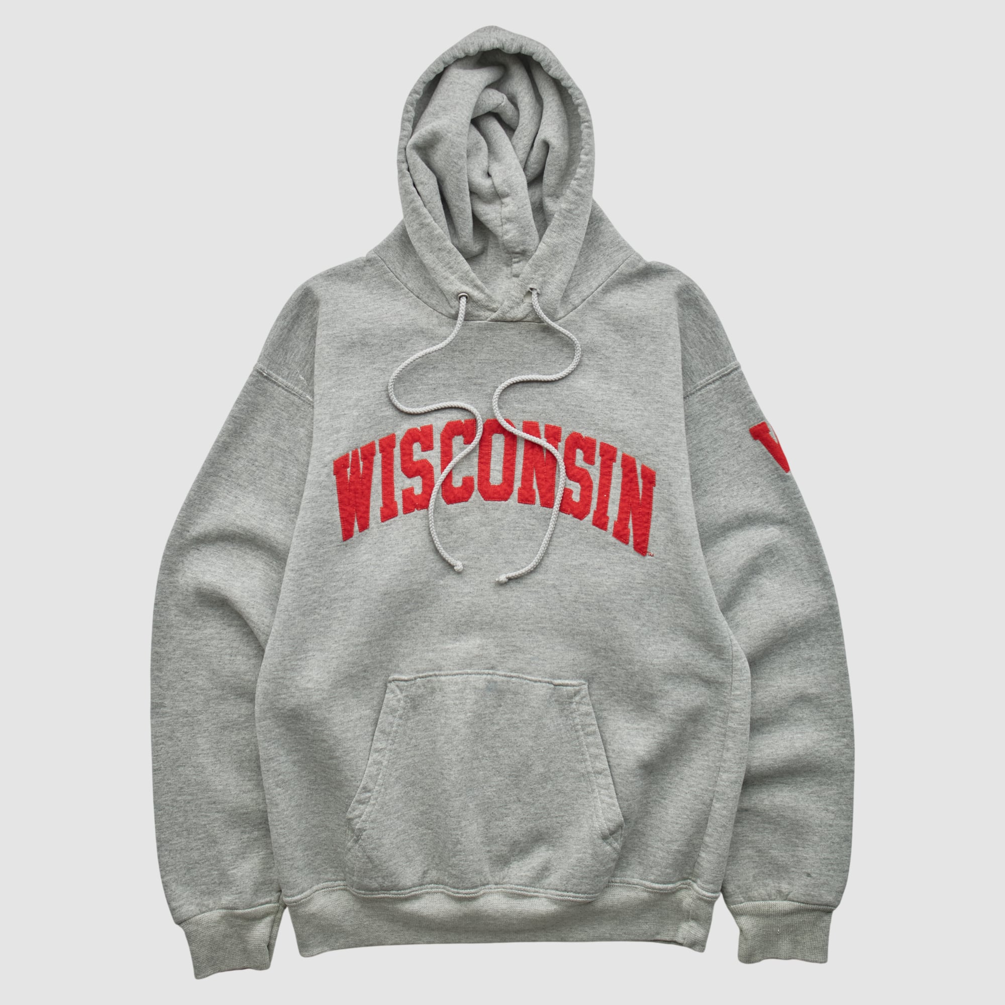 Wisconsin Badgers Champion 2000s Hooded Pullover Sweatshirt - Heather Gray - XXS