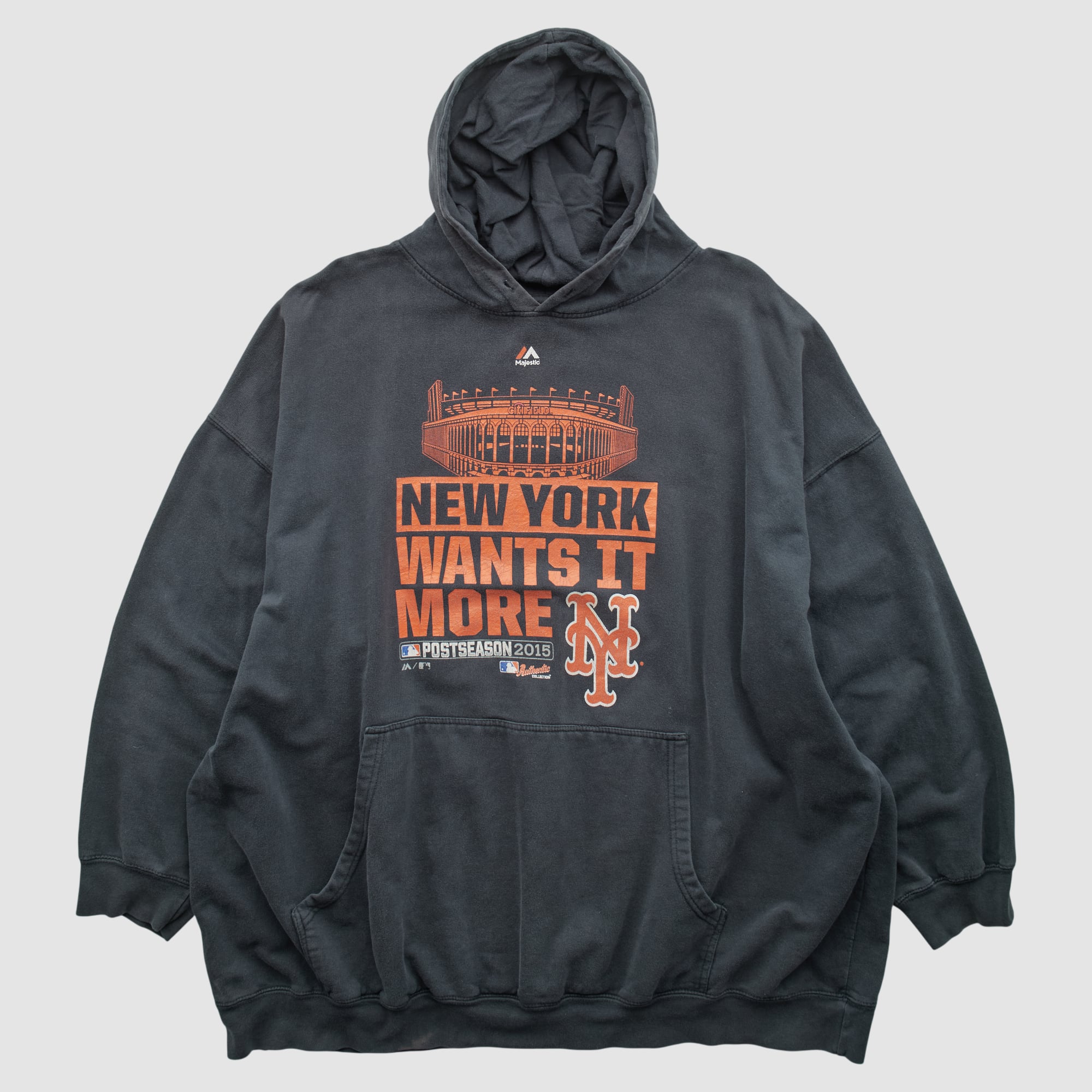 New York Mets Majestic 2015 Hooded Pullover Sweatshirt - Black - 4XL