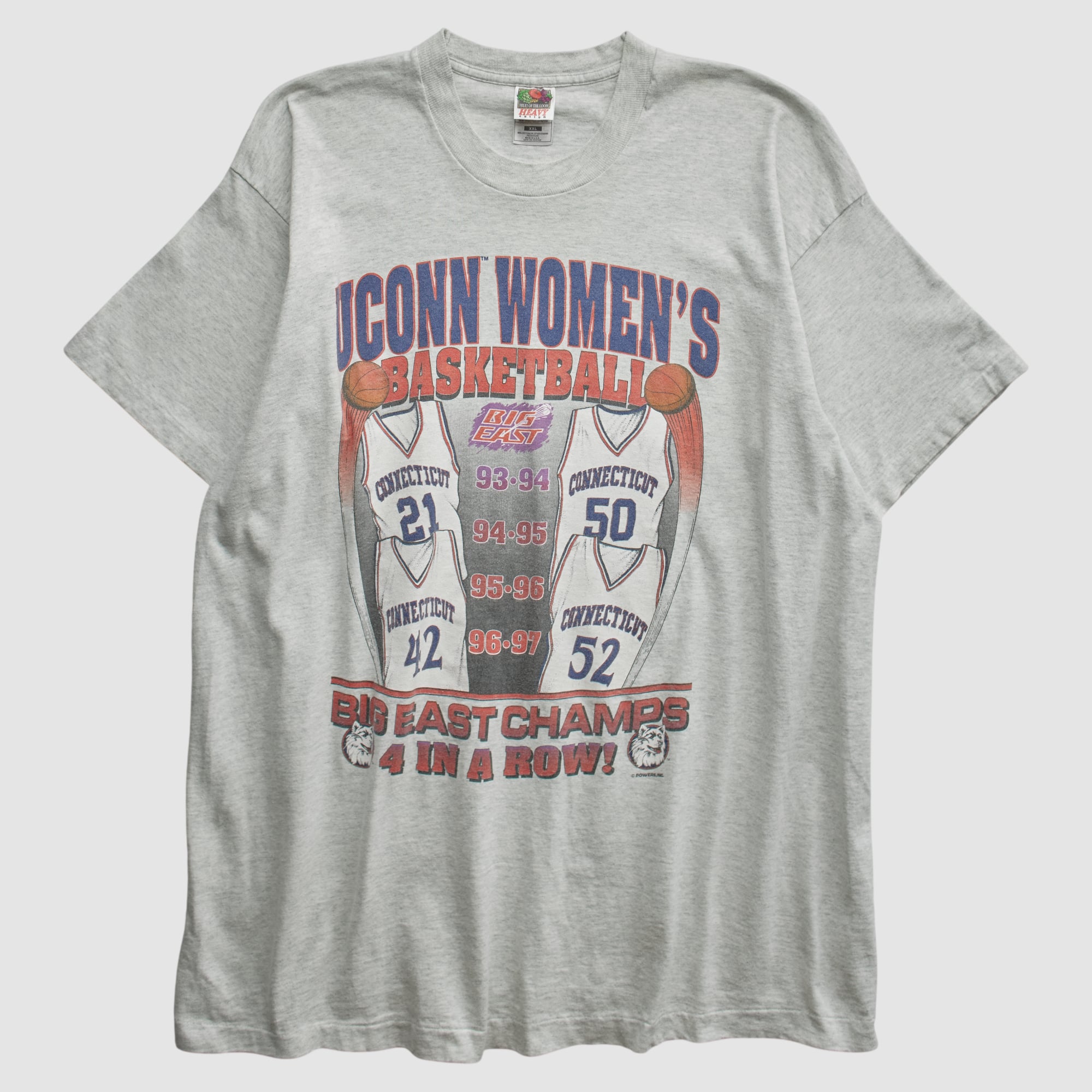UConn Huskies Fruit of the Loom 1997 T-shirt - Heather Gray - L
