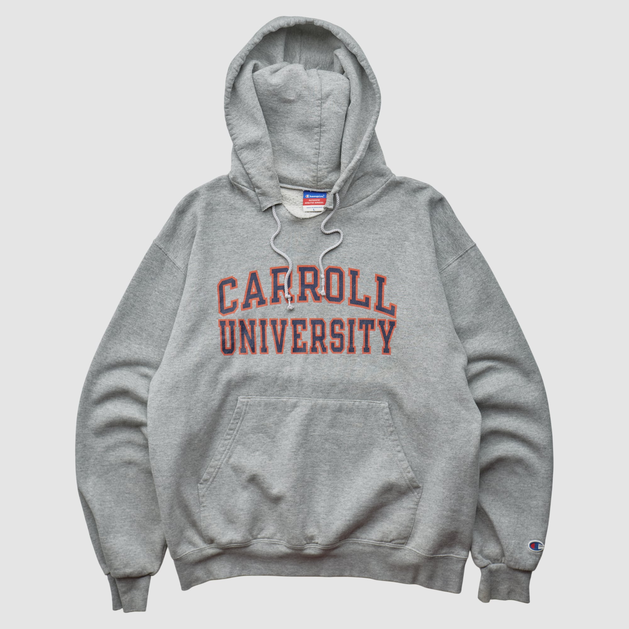 Carroll University Pioneers Champion 2000s Hooded Pullover Sweatshirt - Heather Gray - S