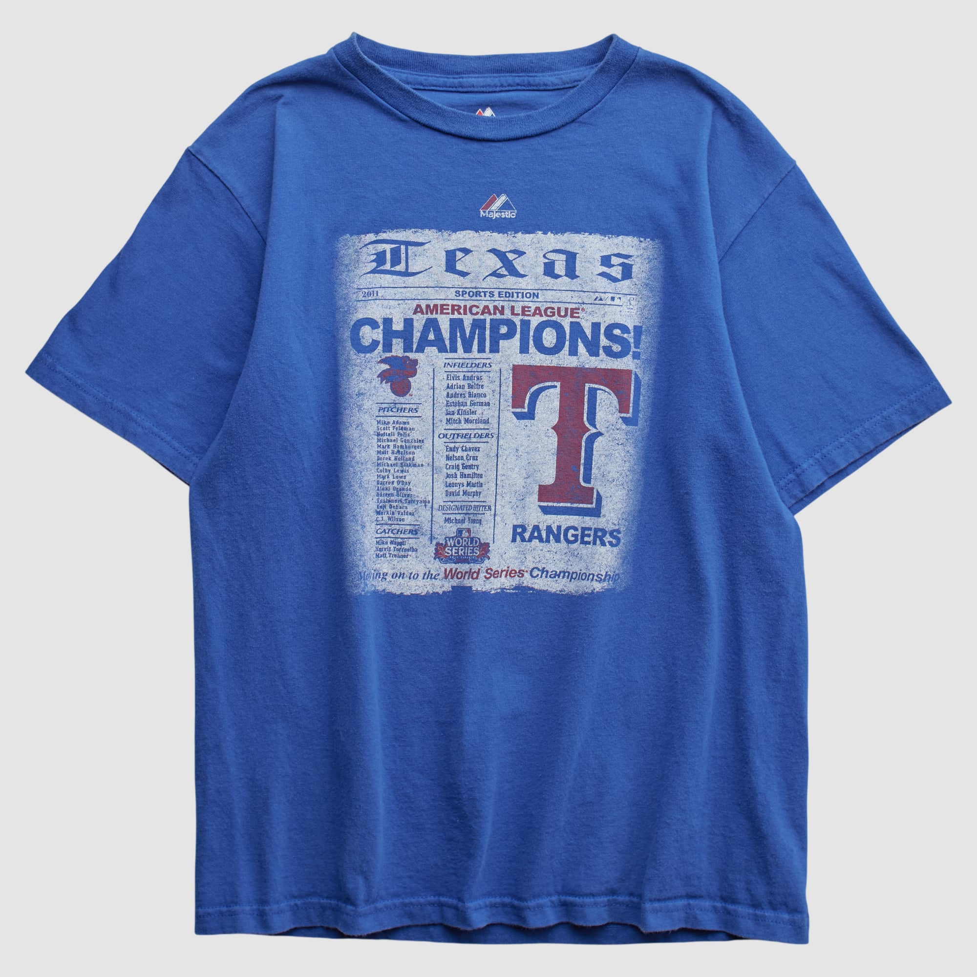 Texas Rangers Majestic 2010s T-shirt - Blue - XS
