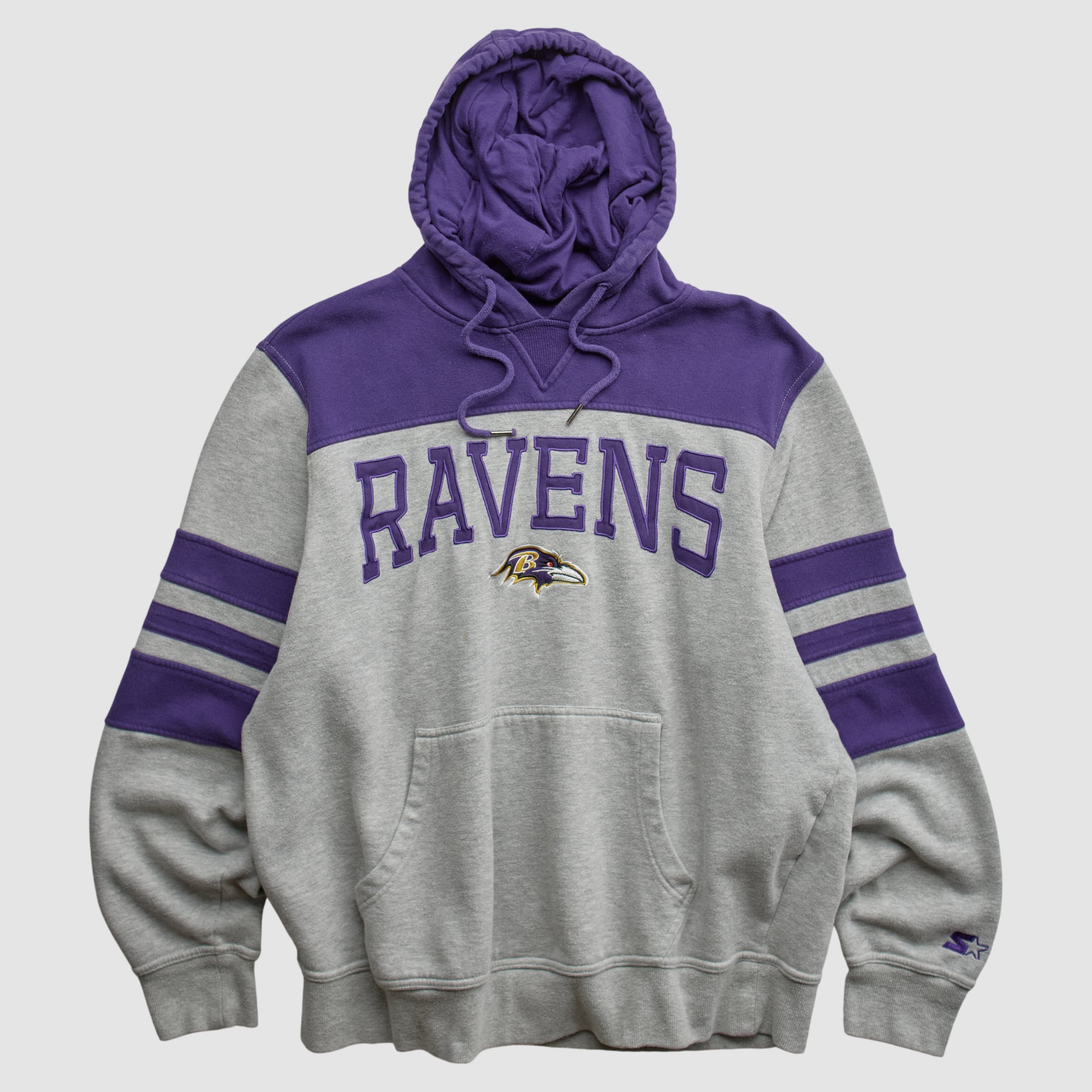 Baltimore Ravens Starter 2000s Hooded Pullover Sweatshirt - Gray - L