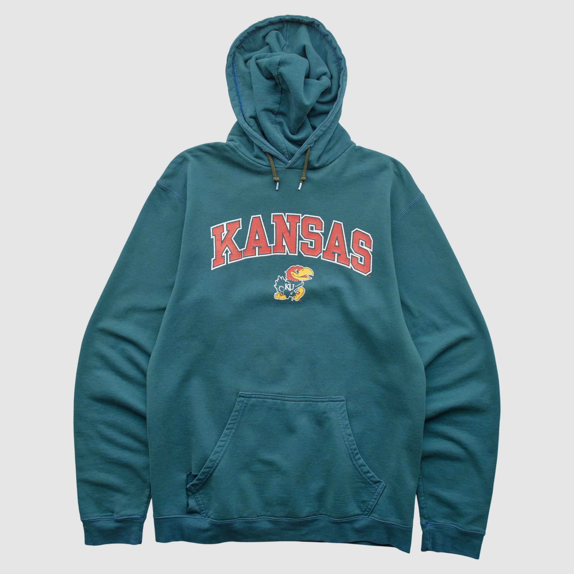Kansas Jayhawks NCAA 2000s Hooded Pullover Sweatshirt - Teal - S