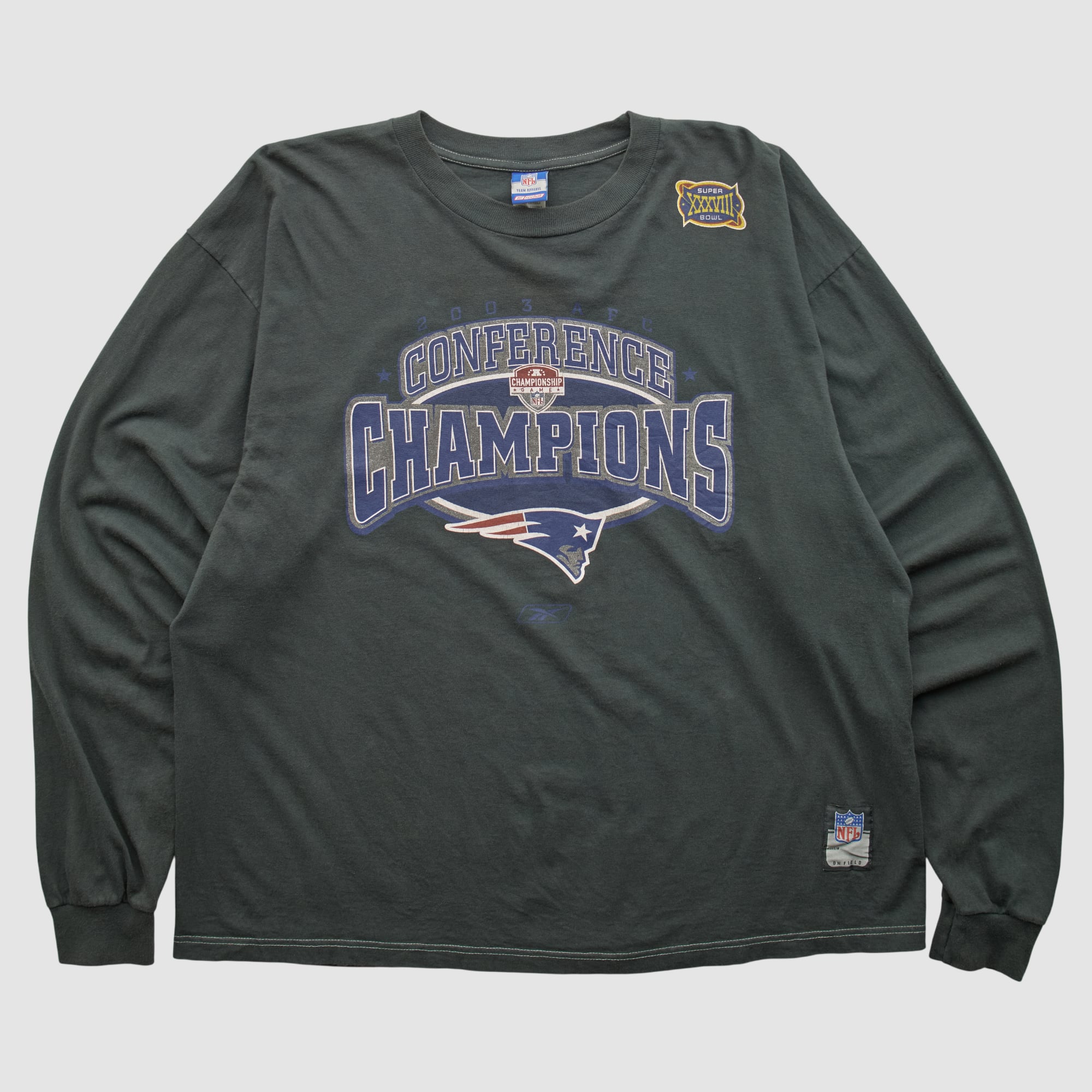 New England Patriots Reebok 2004 Long Sleeve T-shirt - Black - 3XL