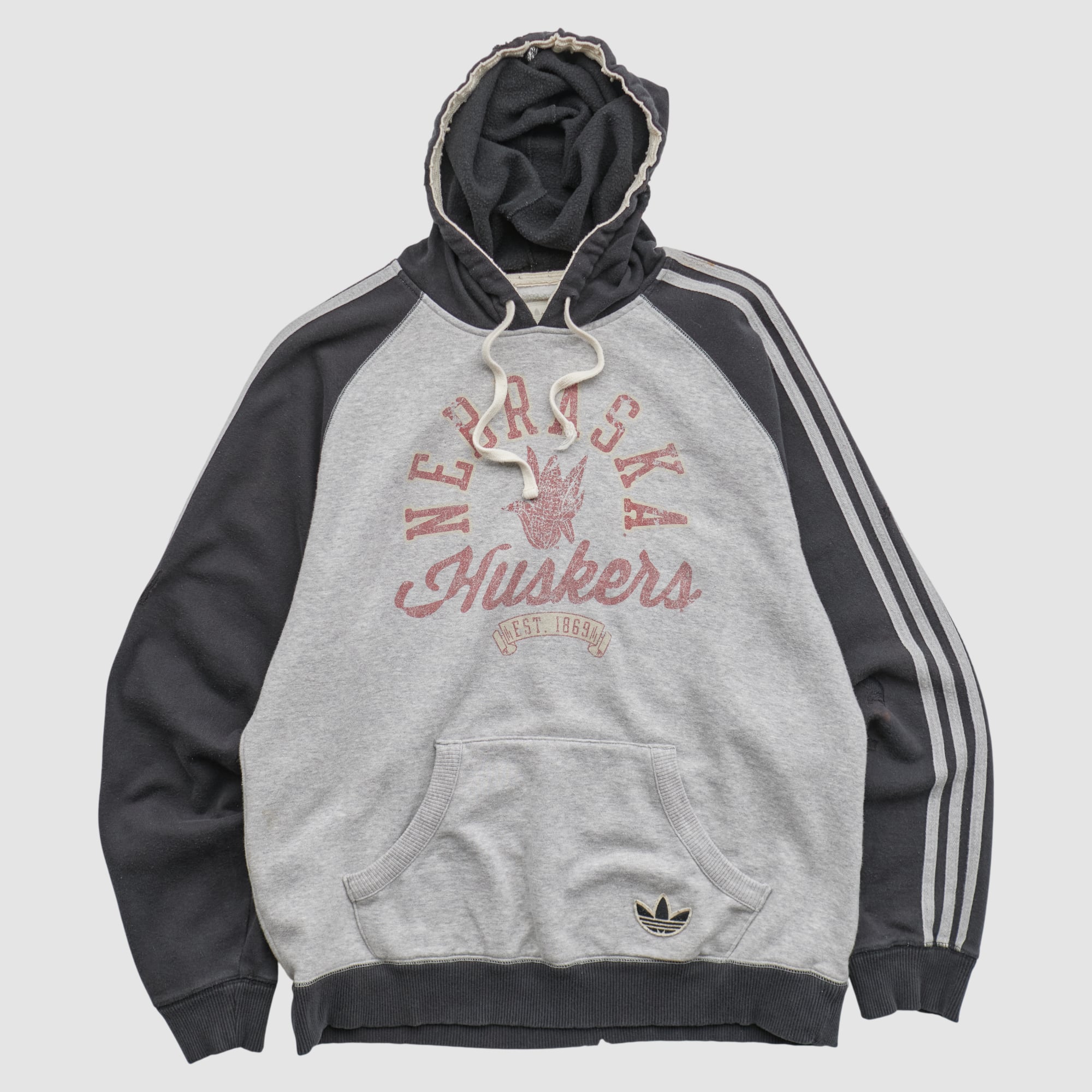 Nebraska Huskers Adidas 2010s Hooded Pullover Sweatshirt - Gray - S