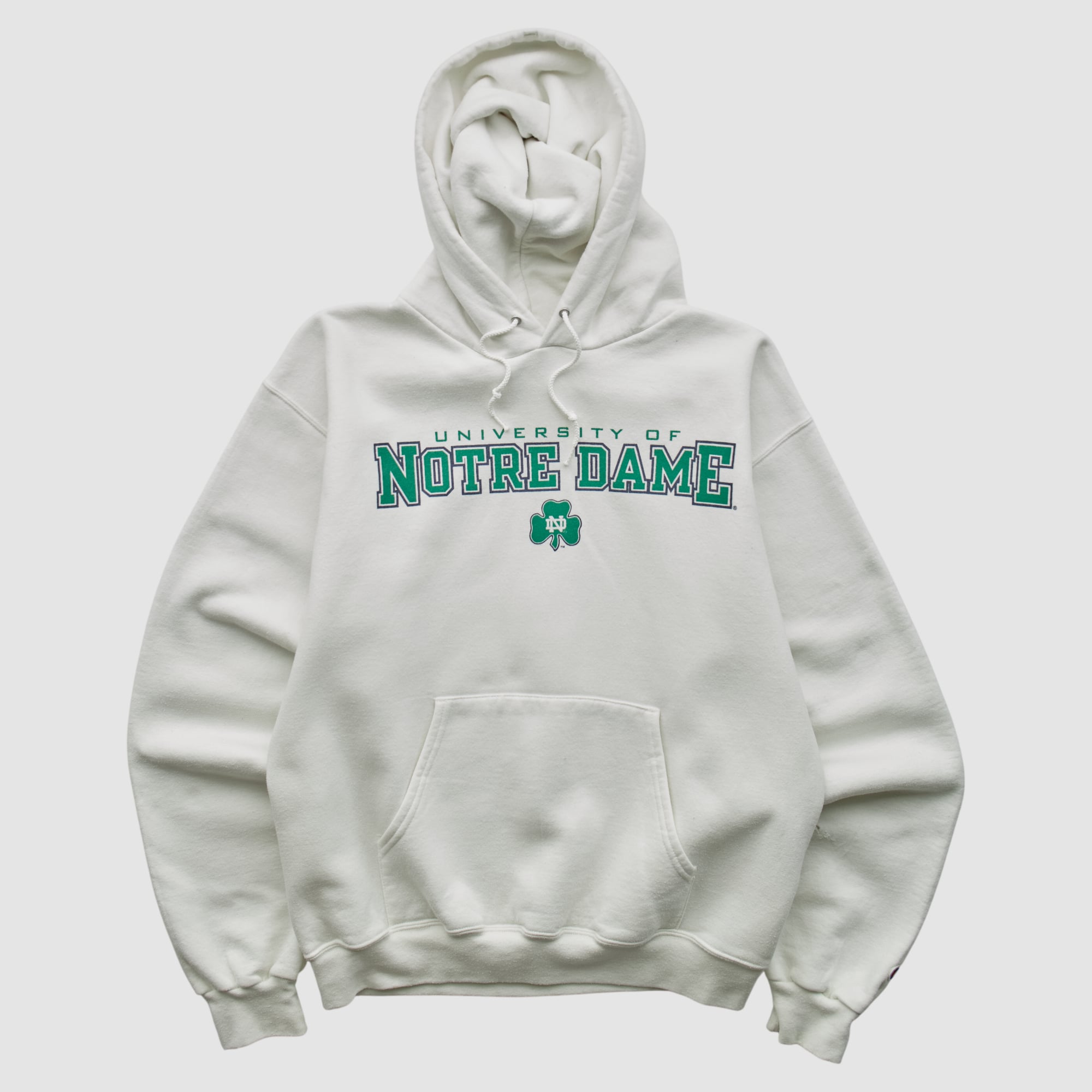 Notre Dame Fighting Irish Champion 2000s Hooded Pullover Sweatshirt - White - XXS