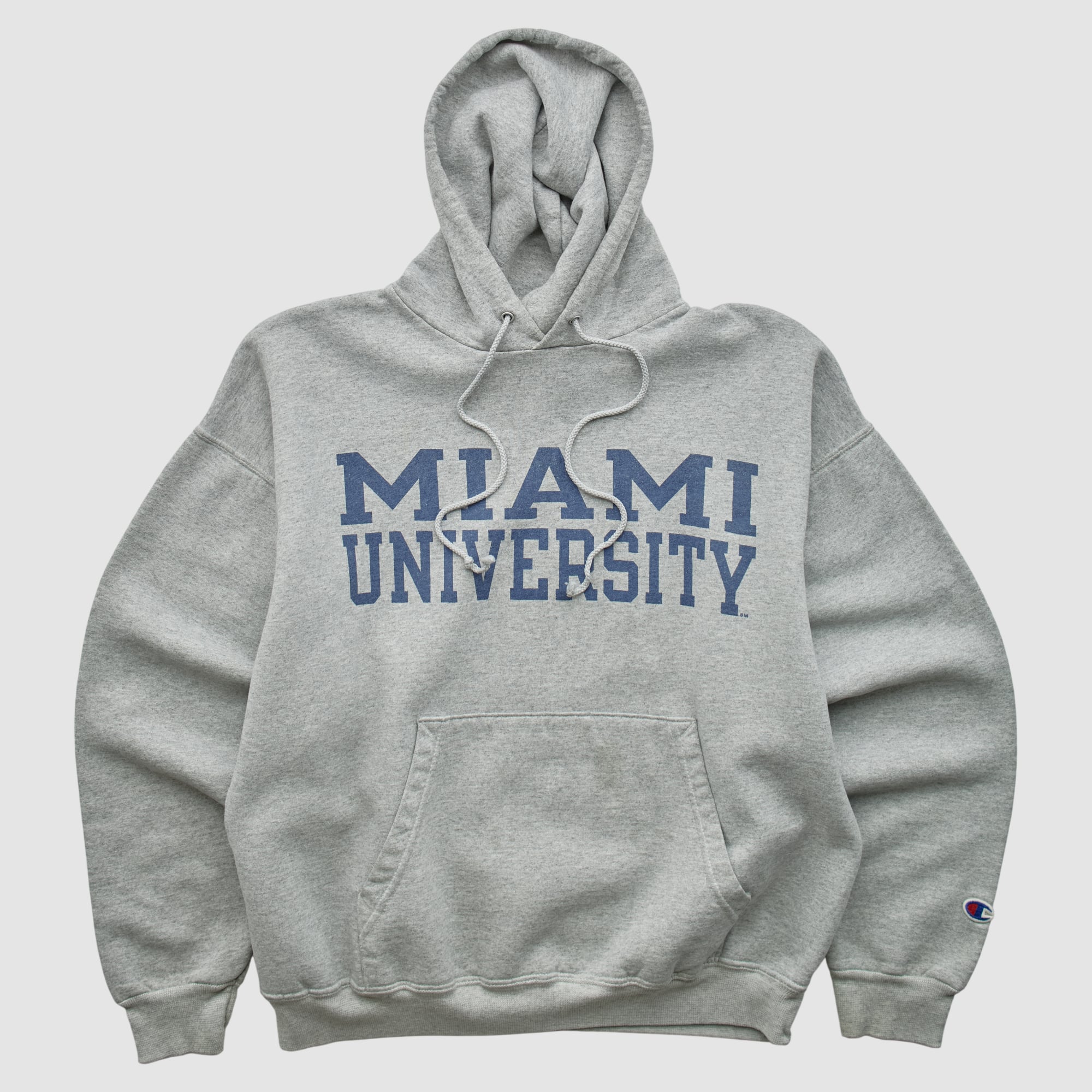 Miami University RedHawks Champion 2000s Hooded Pullover Sweatshirt - Heather Gray - S