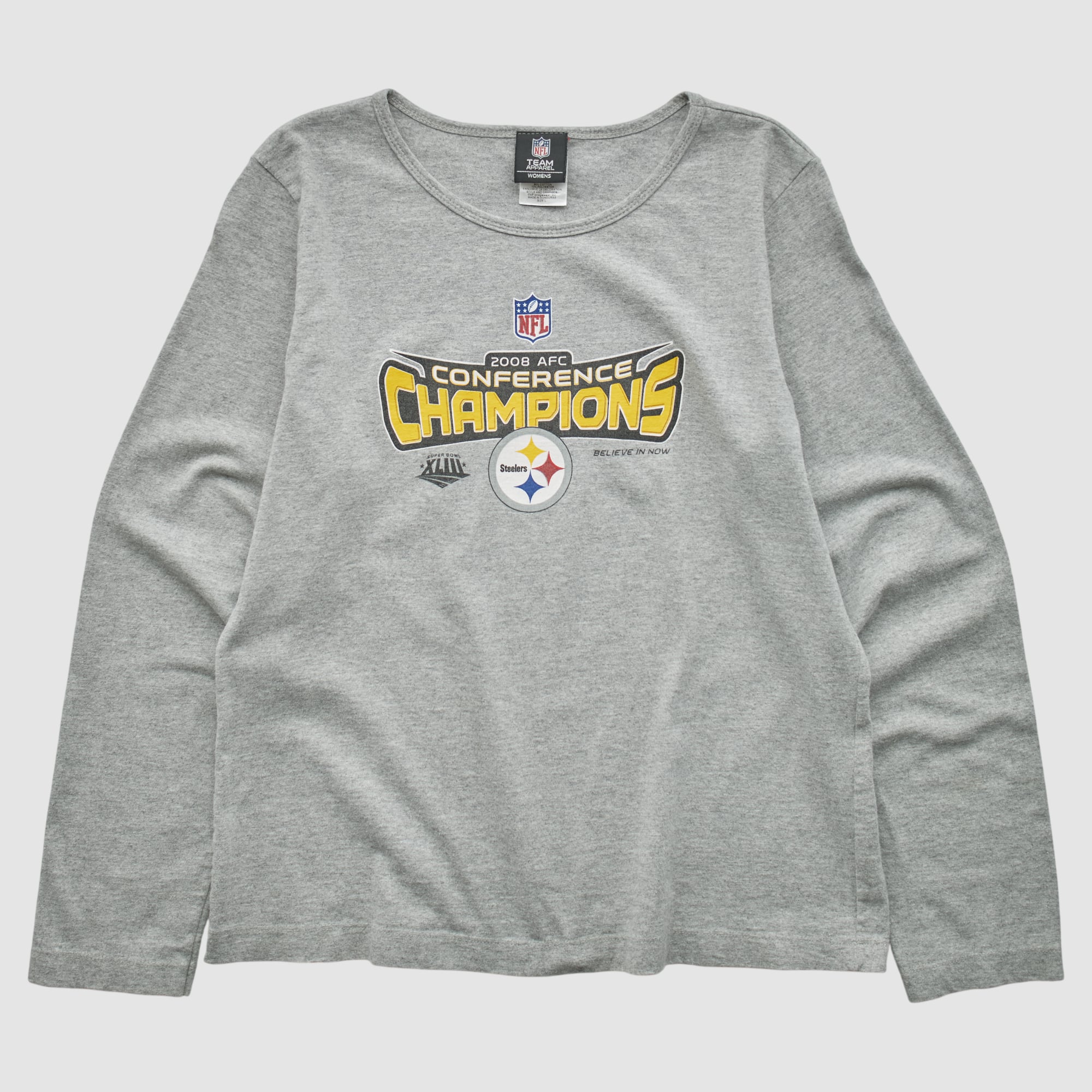 Pittsburgh Steelers NFL 2008 Long Sleeve T-shirt - Heather Gray - M