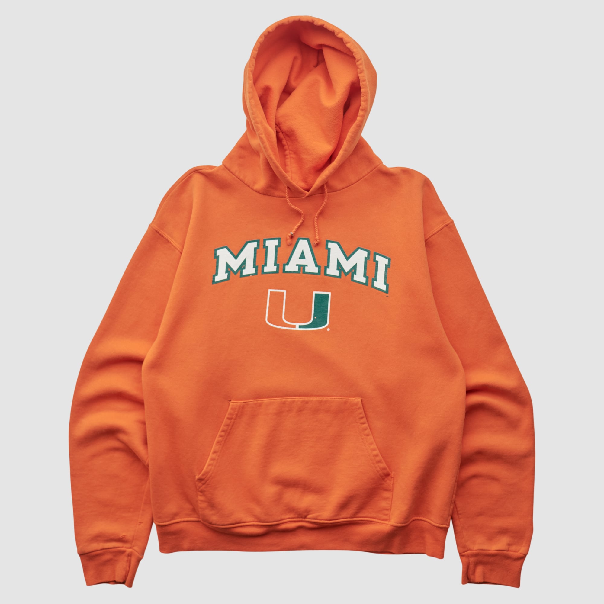 Miami Hurricanes Champion 2000s Hooded Pullover Sweatshirt - Orange - S