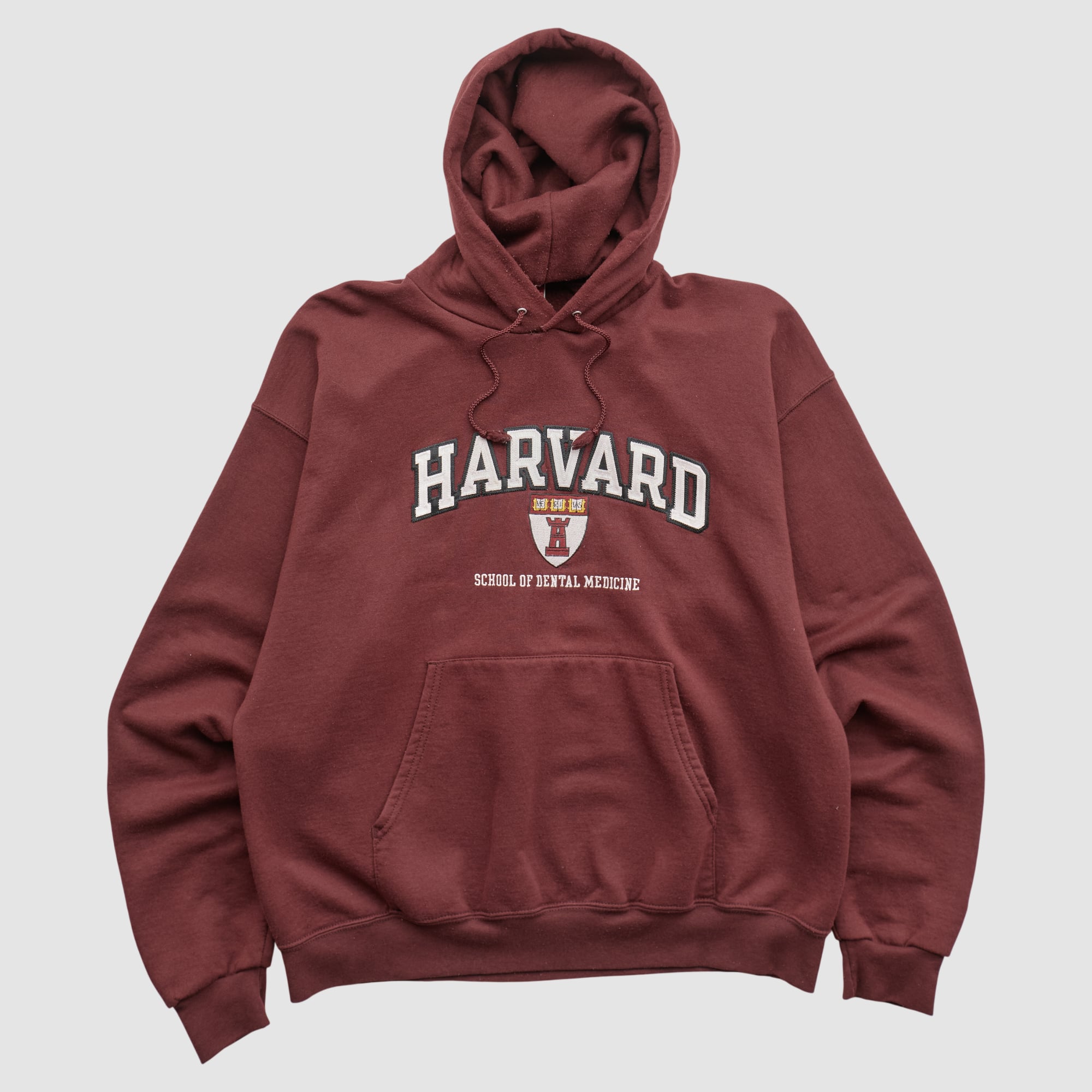 Harvard Crimson Champion 2000s Hooded Pullover Sweatshirt - Maroon - L