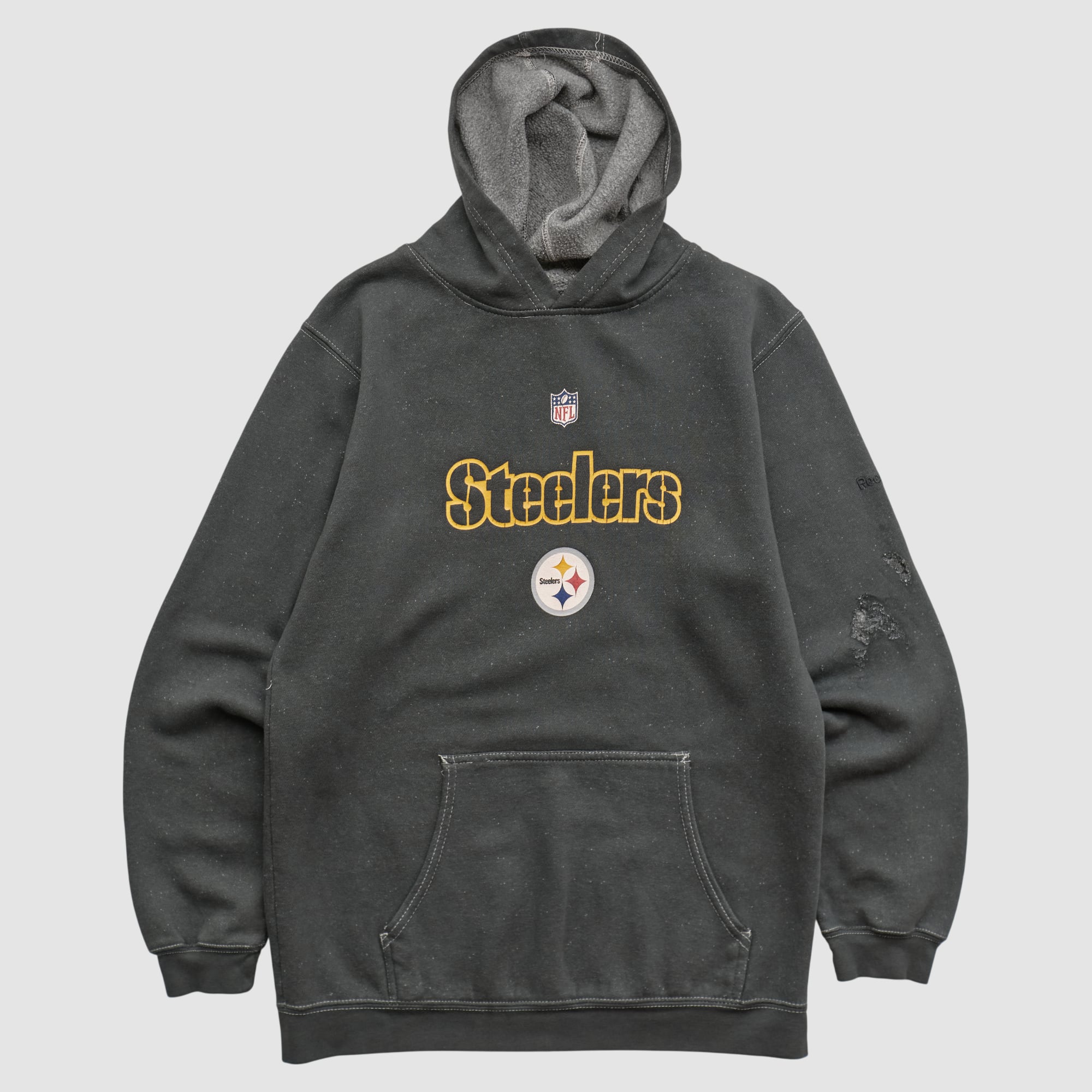 Pittsburgh Steelers Reebok 2000s Hooded Pullover Sweatshirt - Black - XS