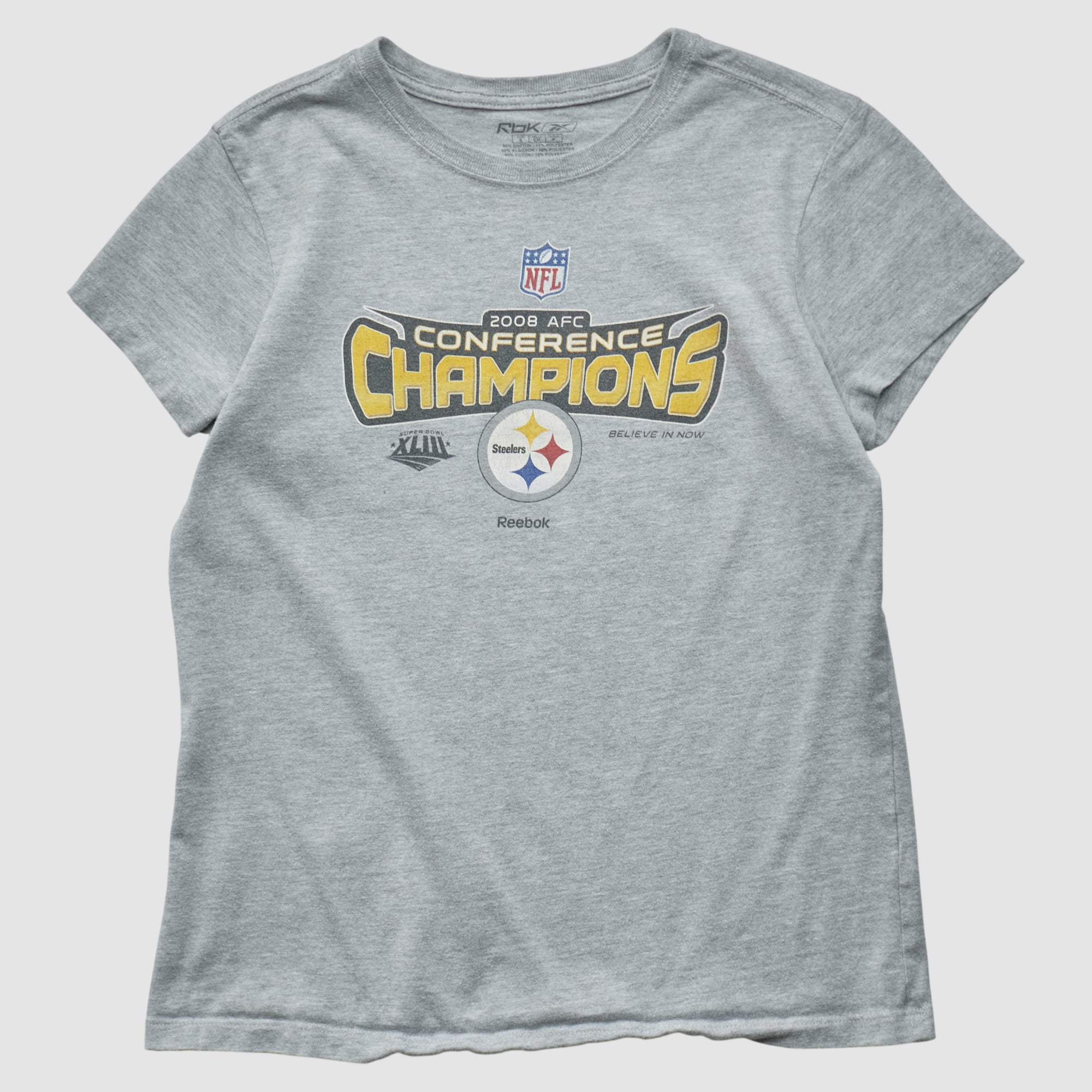 Pittsburgh Steelers Reebok 2008 T-shirt - Heather Gray - S