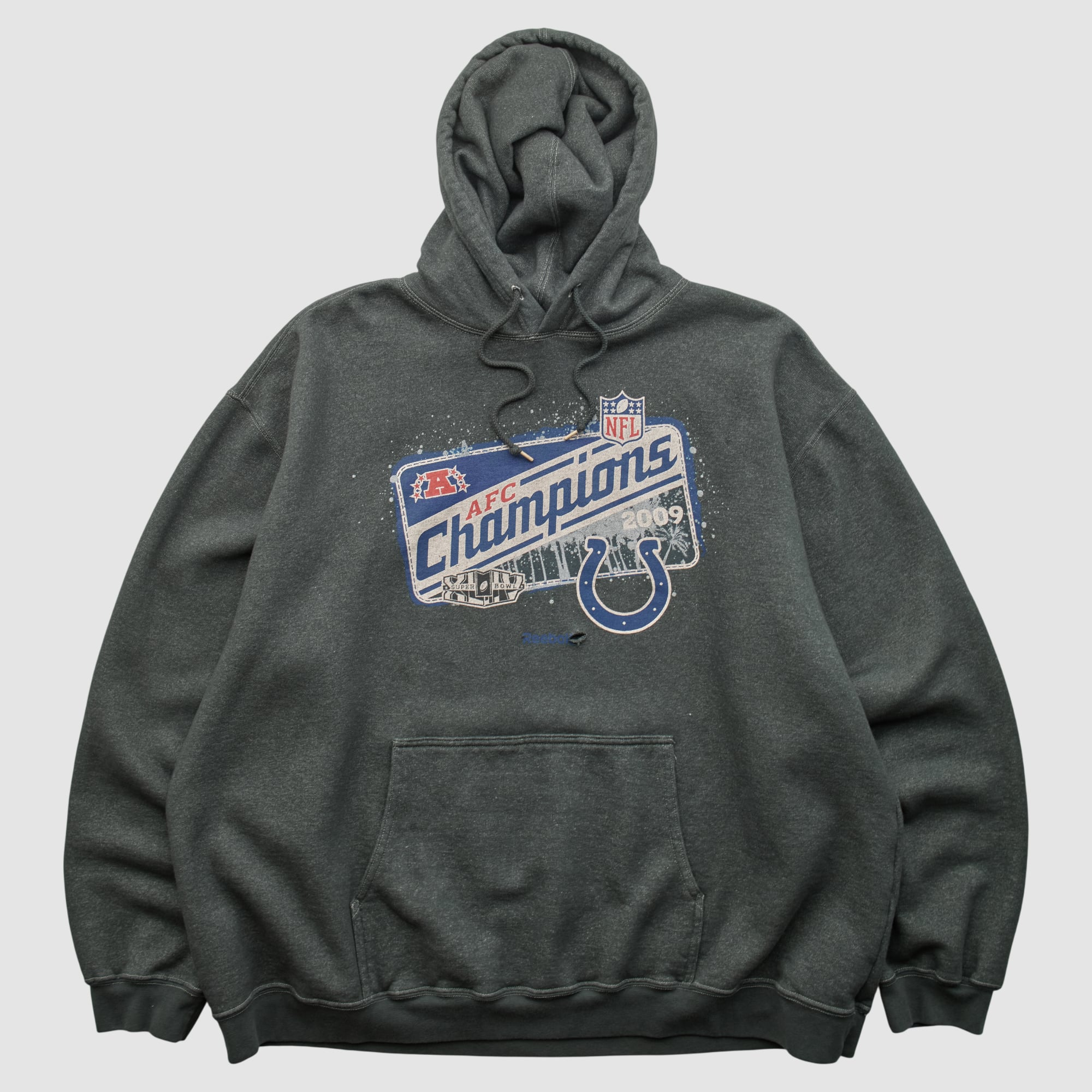 Super Bowl XLIV Reebok 2009 Hooded Pullover Sweatshirt - Dark Heather Gray - 3XL