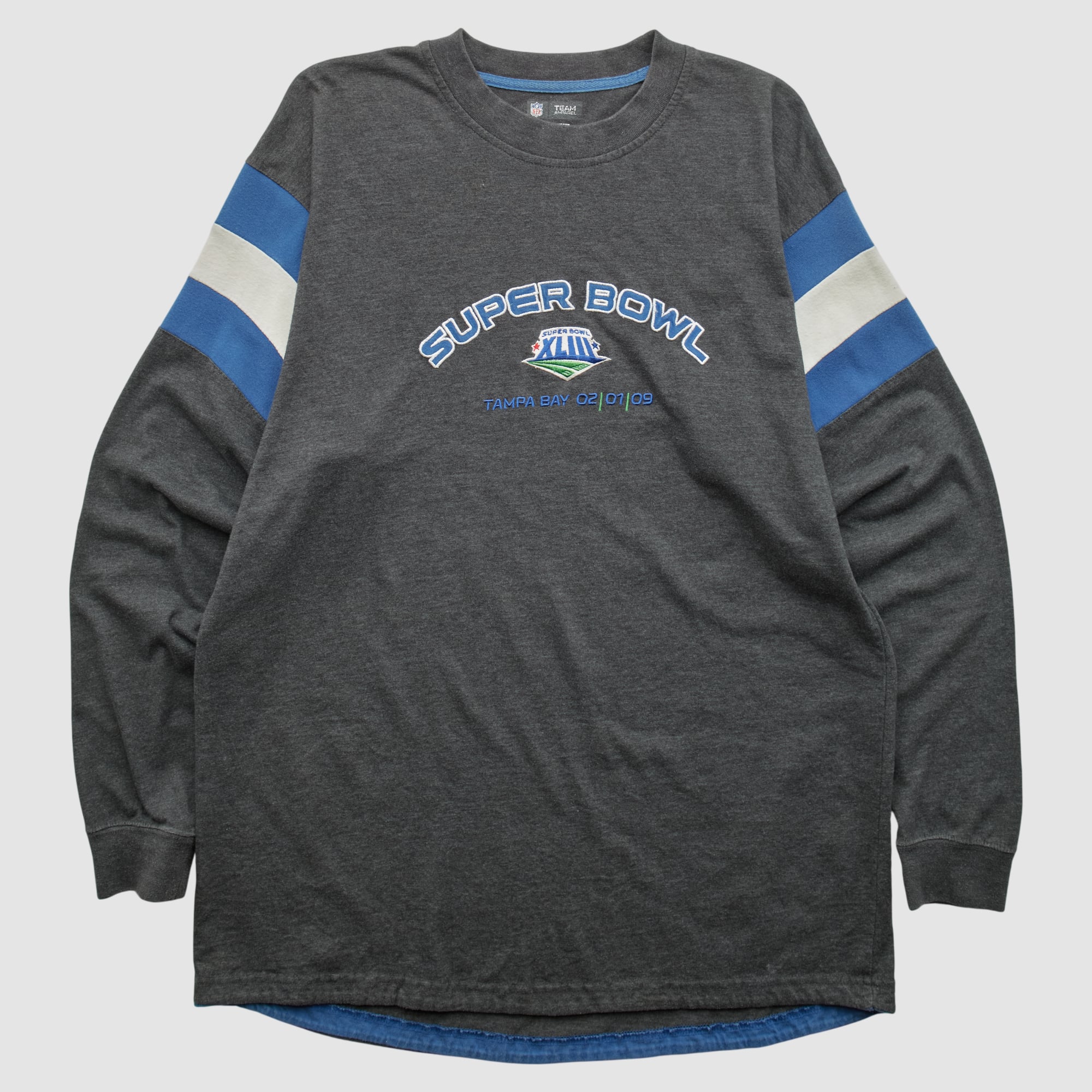 Super Bowl XLIII NFL 2009 Long Sleeve T-shirt - Dark Heather Gray - XL