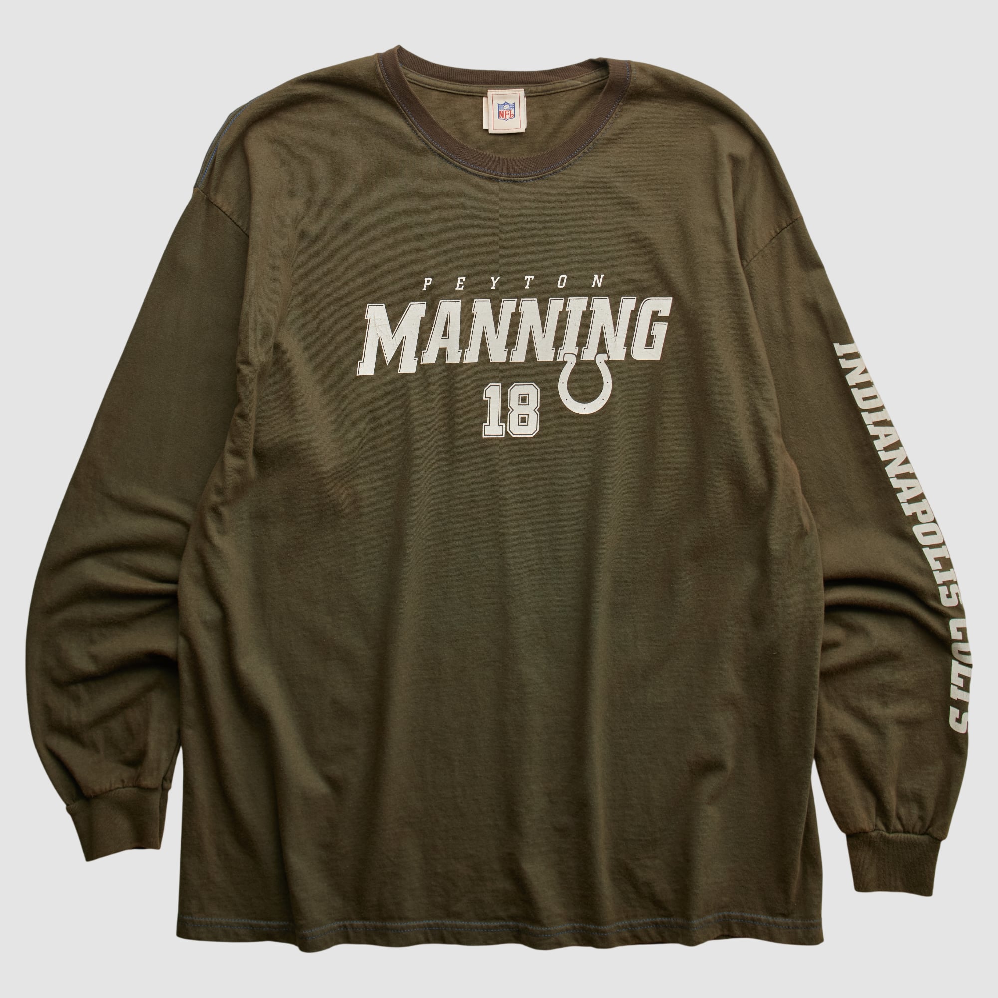 Peyton Manning NFL 2000s Long Sleeve T-shirt - Olive - XL