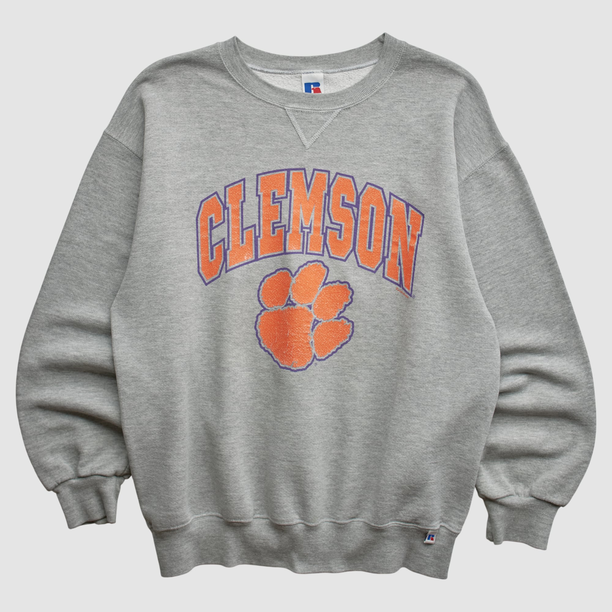 Clemson Tigers Russell 2000s Pullover Sweatshirt - Heather Gray - M