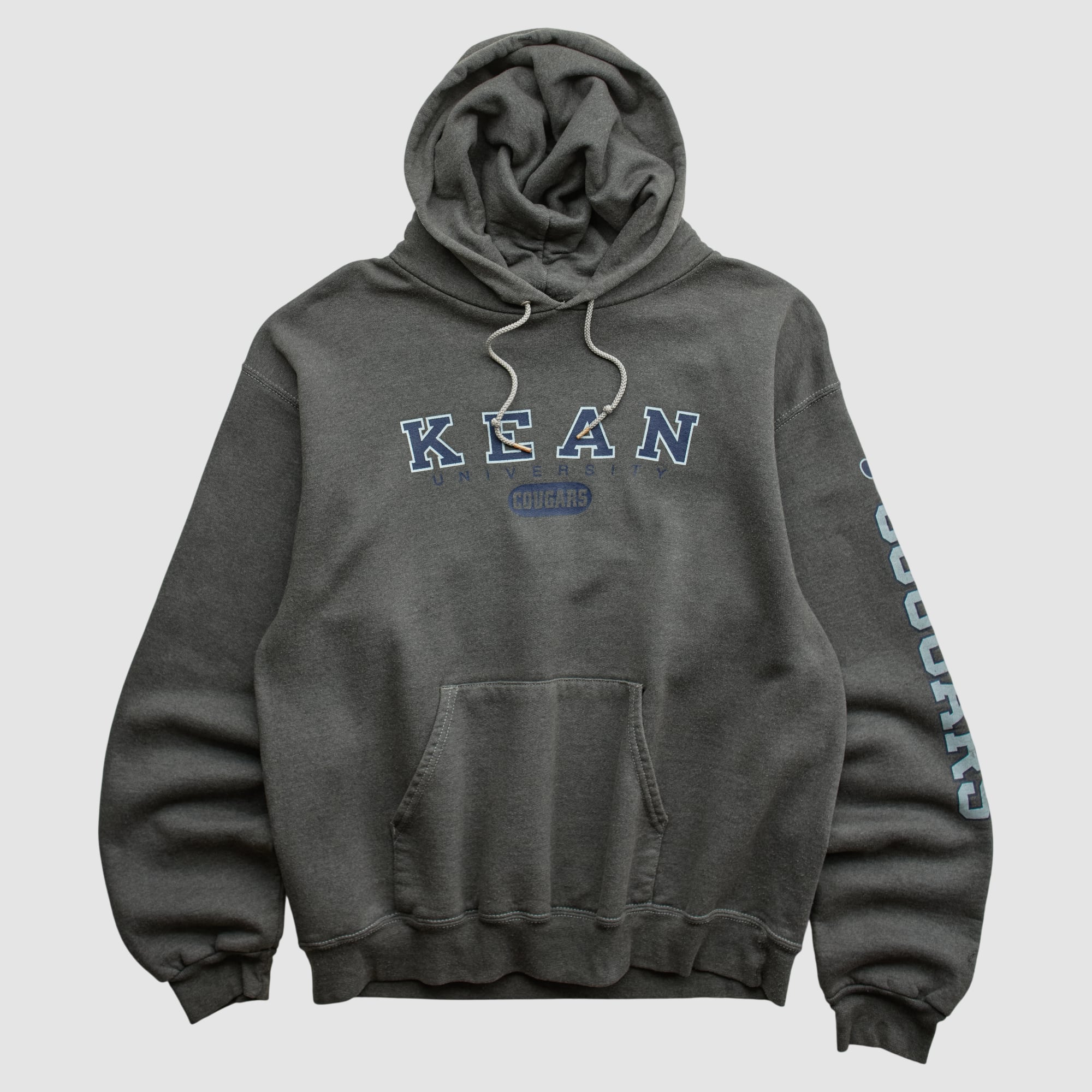 Kean University Cougars Champion 2000s Hooded Pullover Sweatshirt - Dark Heather Gray - S