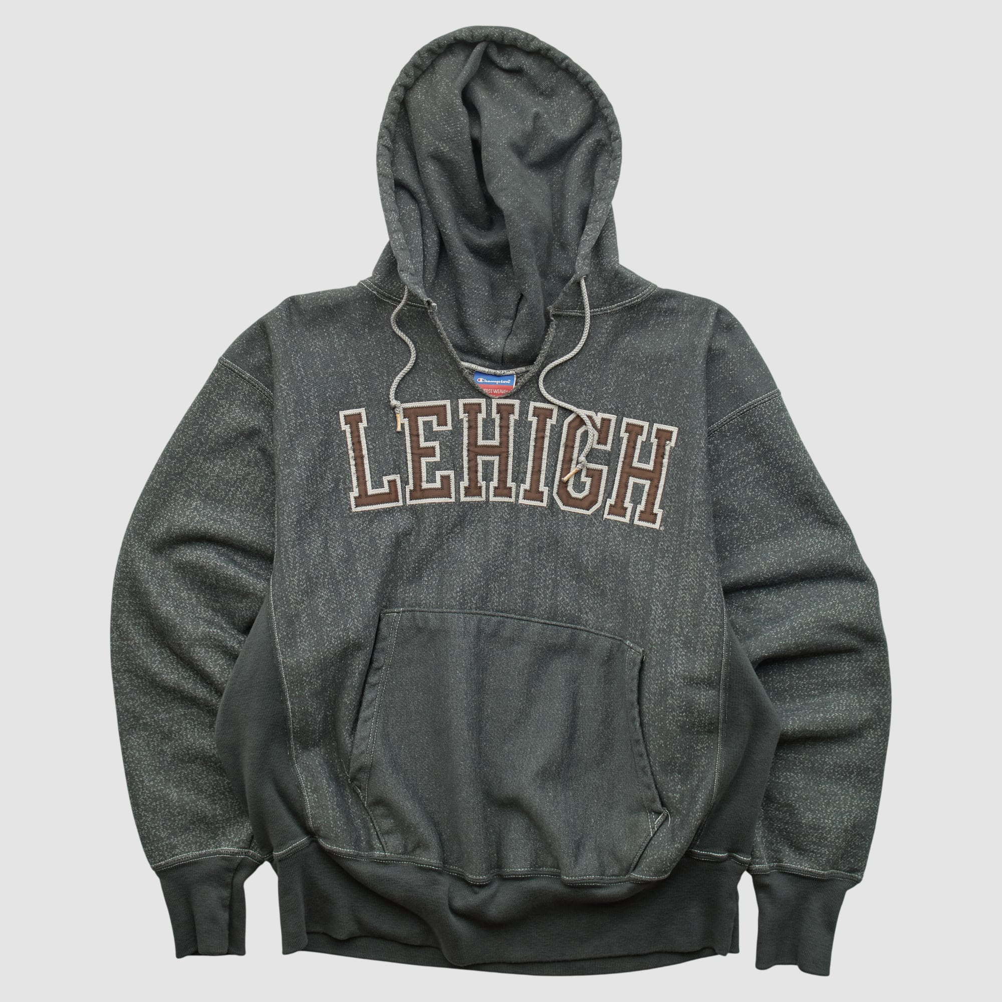 Lehigh Mountain Hawks Champion 2000s Hooded Pullover Sweatshirt - Dark Heather Gray - M