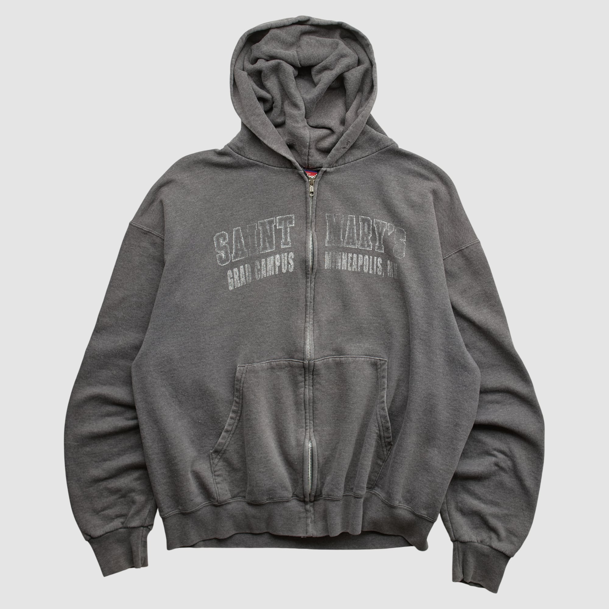 Saint Mary's University of Minnesota Champion 2000s Hooded Full Zip Sweatshirt - Dark Heather Gray - L