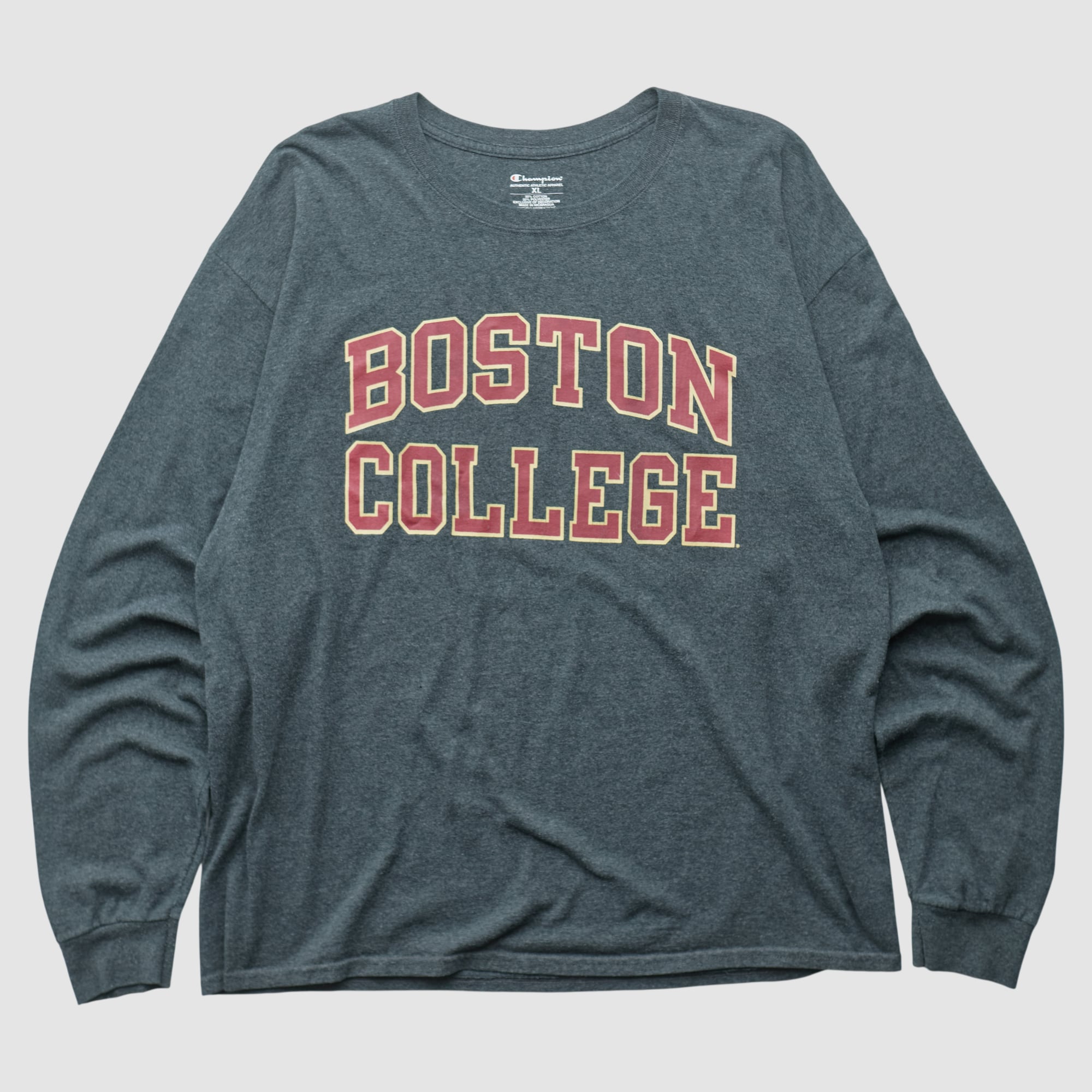 Boston College Eagles Champion 2010s Long Sleeve T-shirt - Dark Heather Gray - L