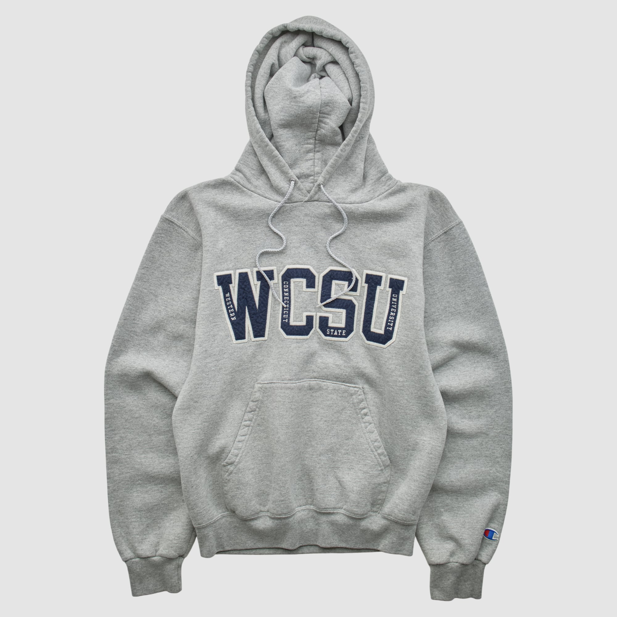 Western Connecticut Colonials Champion 2000s Hooded Pullover Sweatshirt - Heather Gray - XS