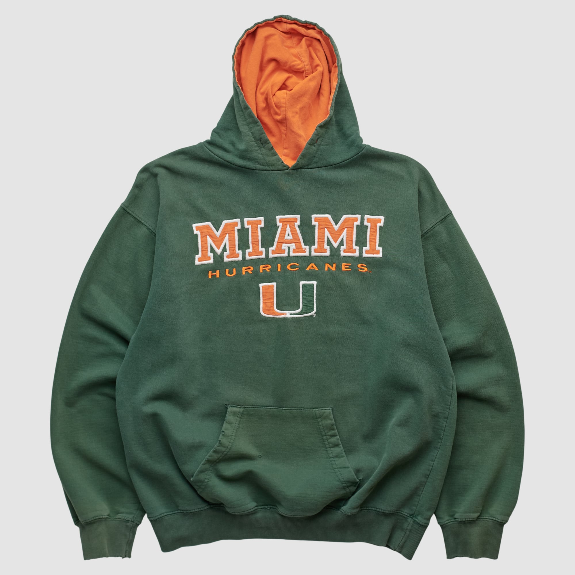 Miami Hurricanes 2000s Hooded Pullover Sweatshirt - Green - S