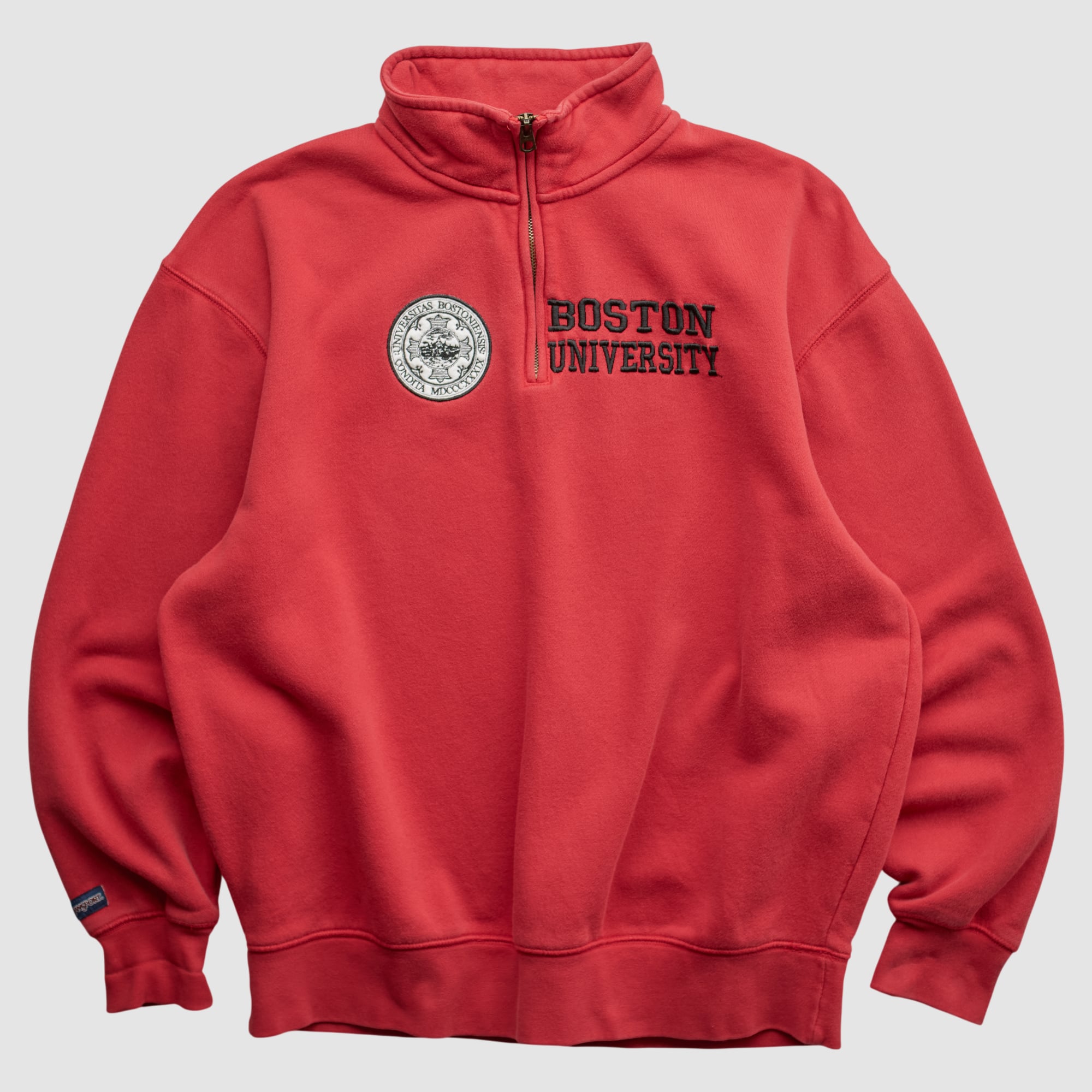 Boston University Jansport 2000s 1/4 Zip Sweatshirt - Red - L