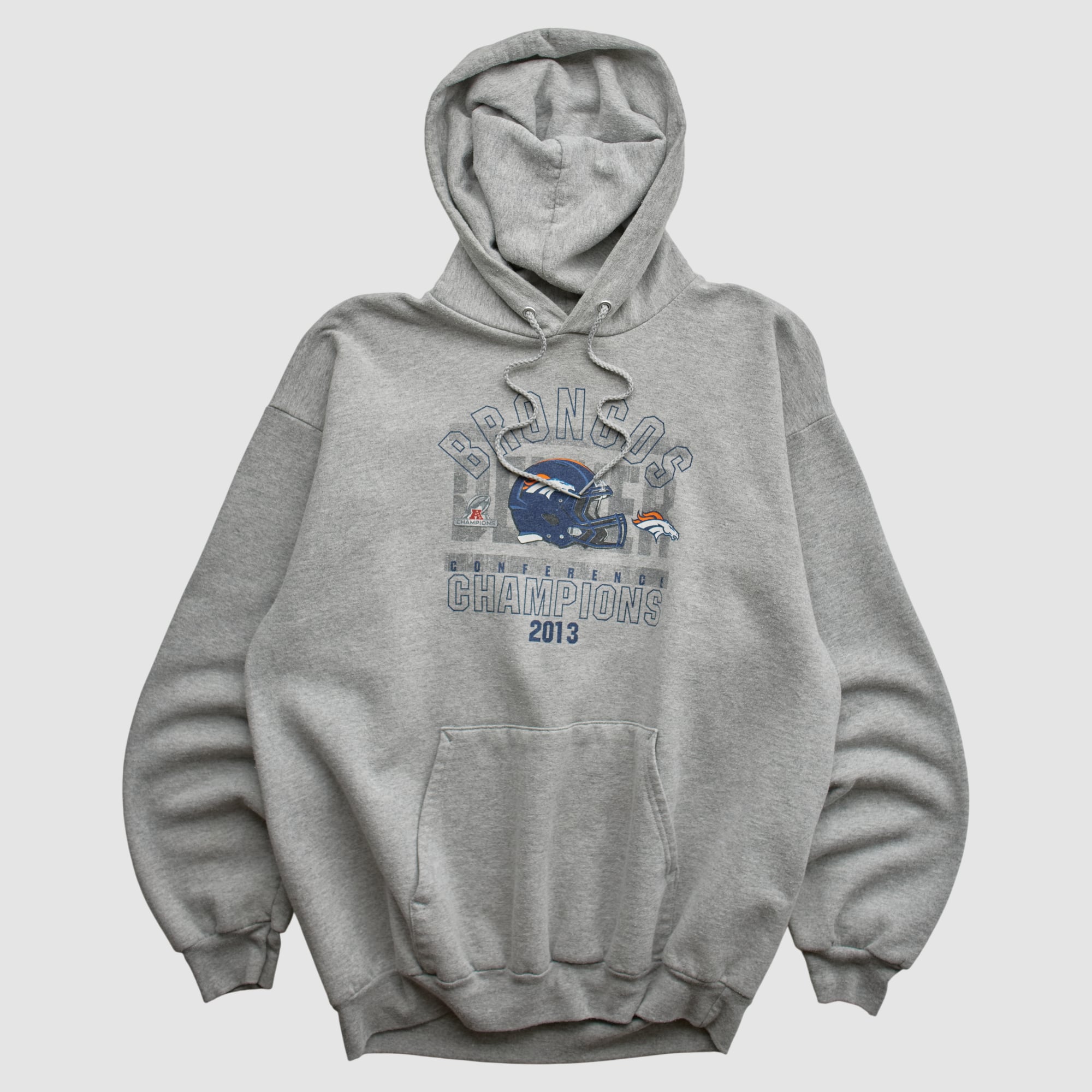 Denver Broncos Port and Company 2013 Hooded Pullover Sweatshirt - Heather Gray - M