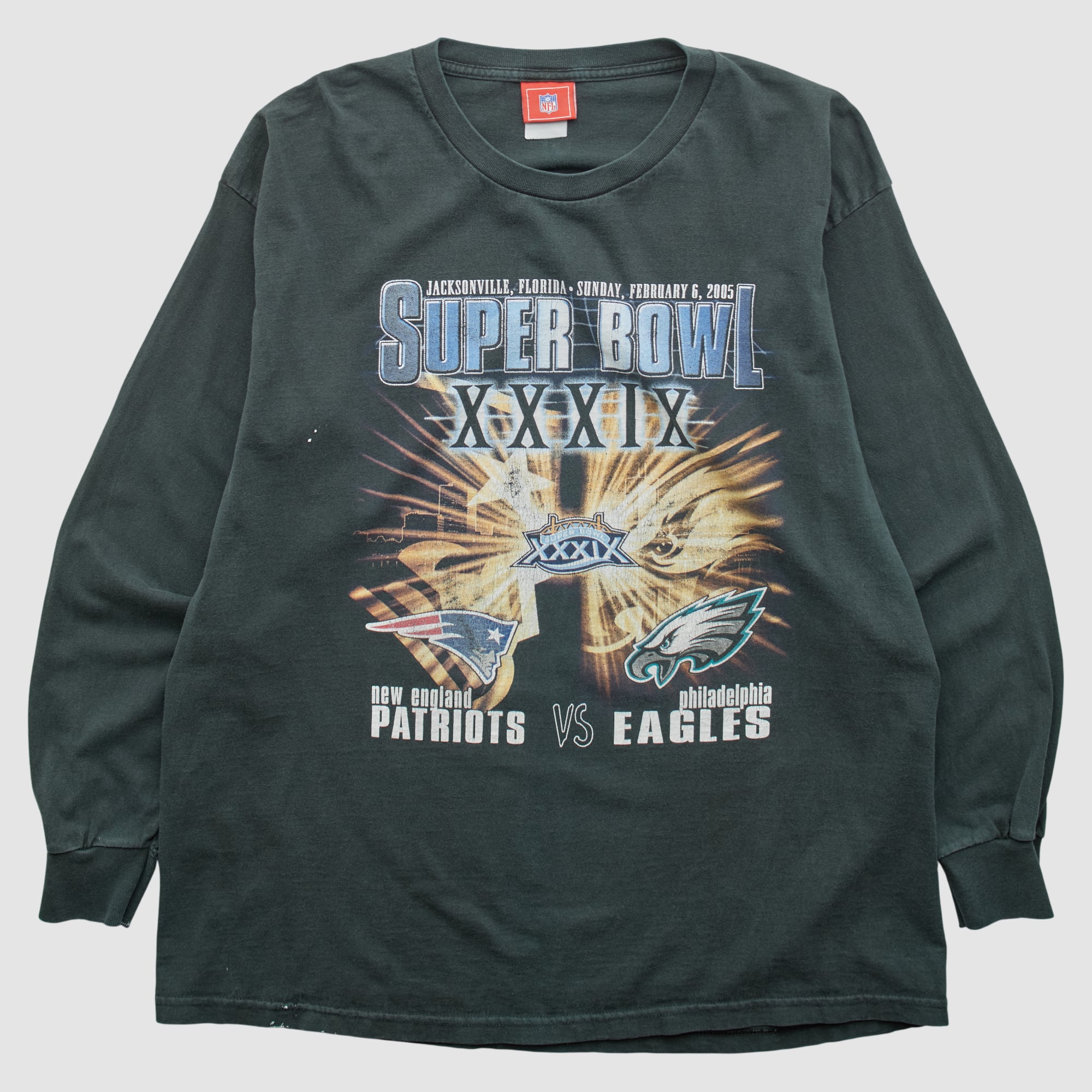 Super Bowl XXXIX NFL 2005 Long Sleeve T-shirt - Black - XL