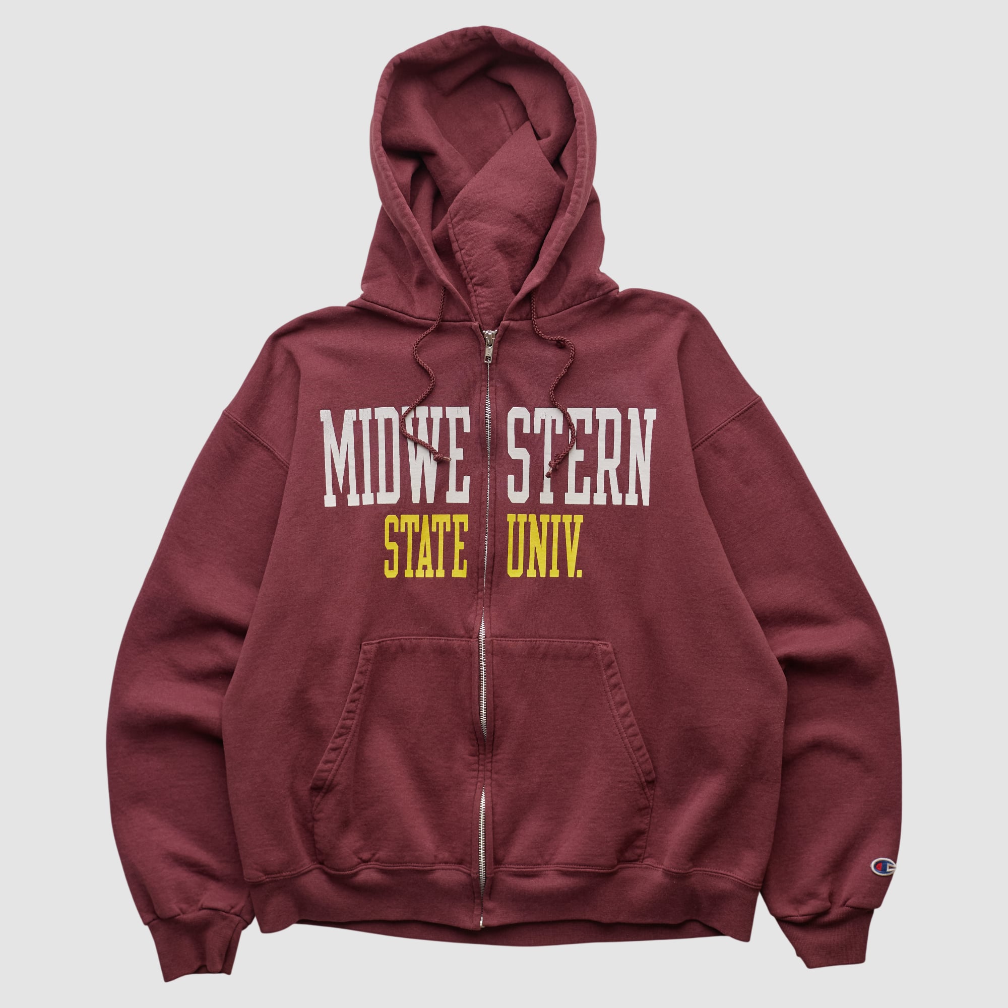 Midwestern State Mustangs Champion 2000s Hooded Full Zip Sweatshirt - Maroon - L