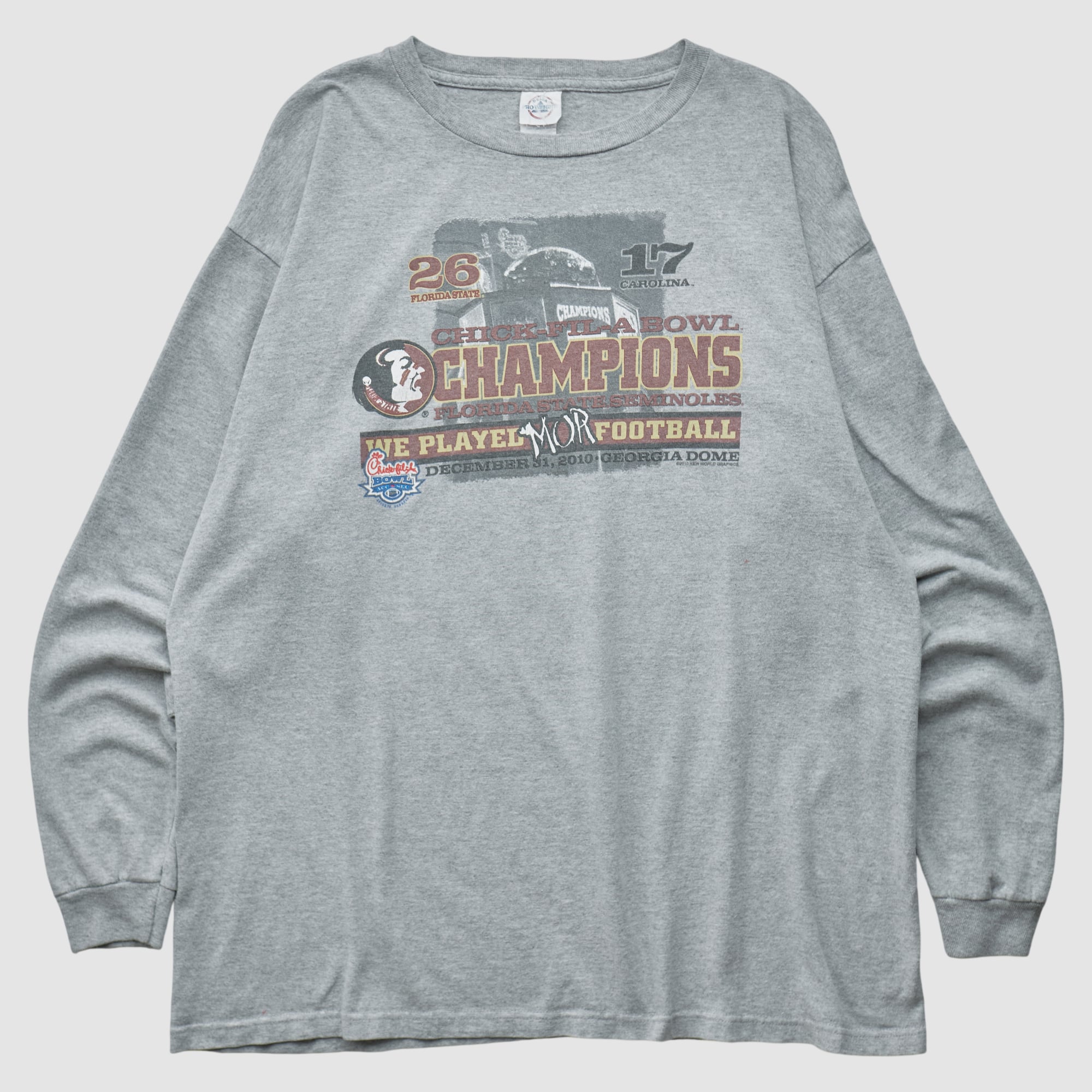 Florida State Seminoles Delta 2010 Long Sleeve T-shirt - Heather Gray - XL