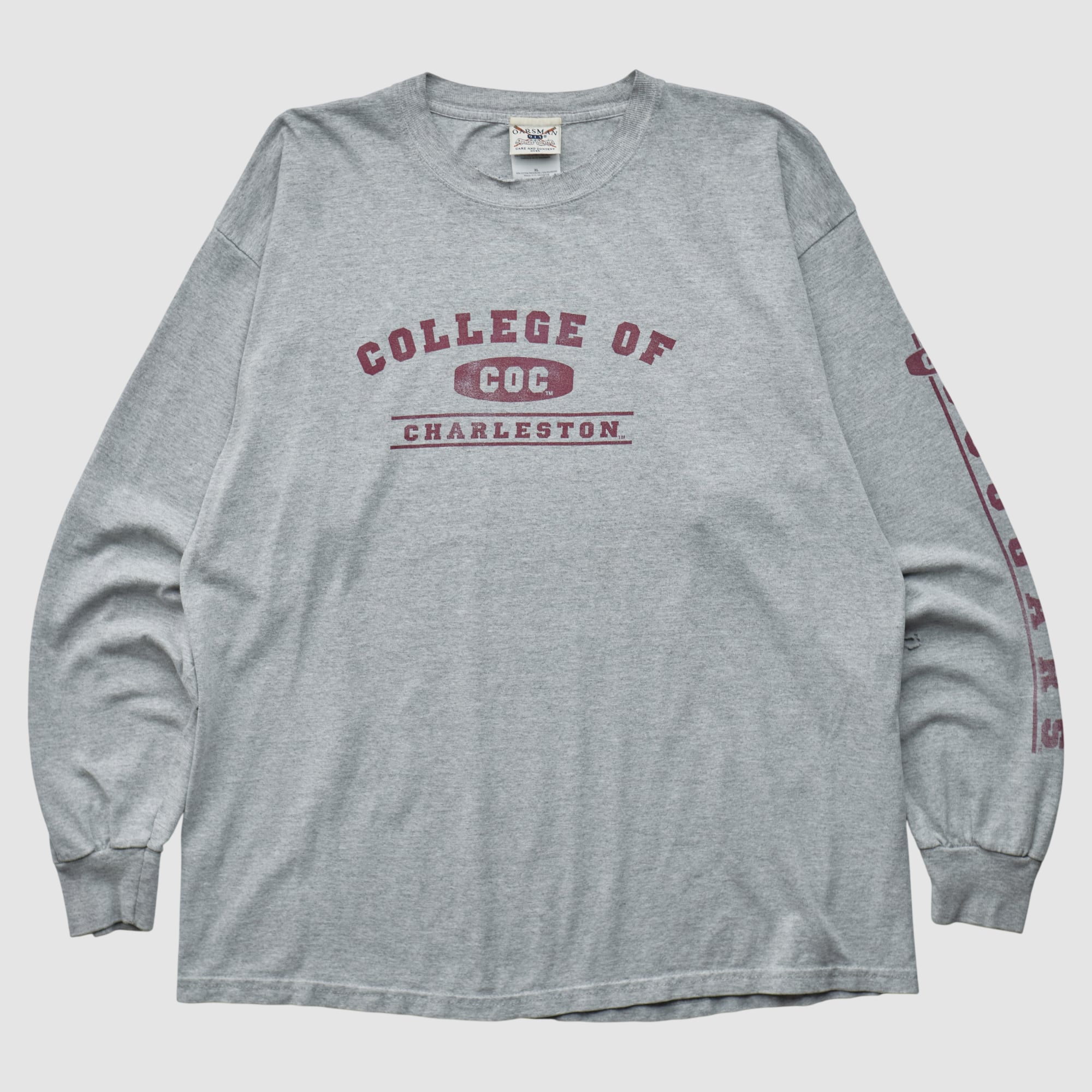 College of Charleston Oarsman 2000s Long Sleeve T-shirt - Heather Gray - XL