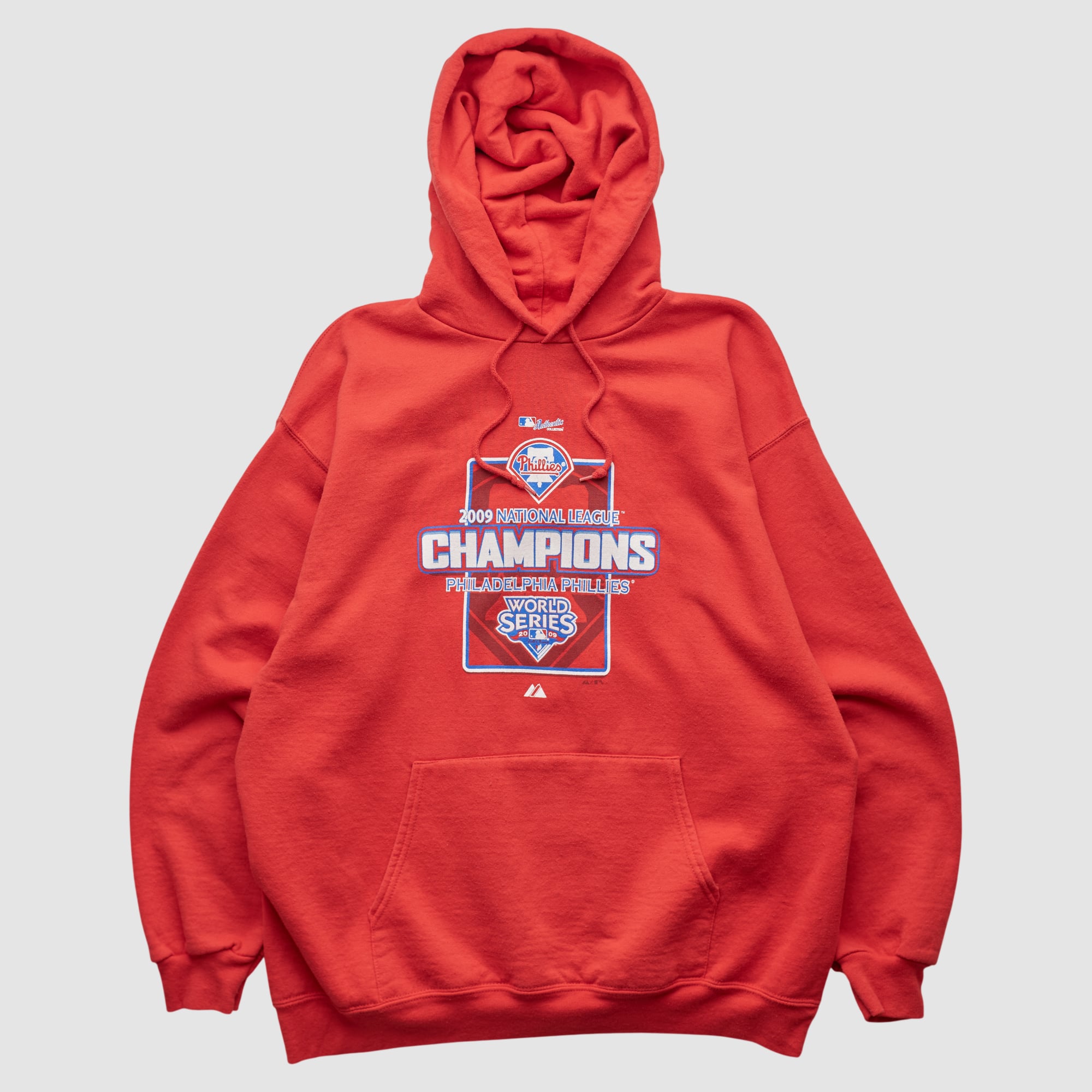 World Series Majestic 2009 Hooded Pullover Sweatshirt - Red - L