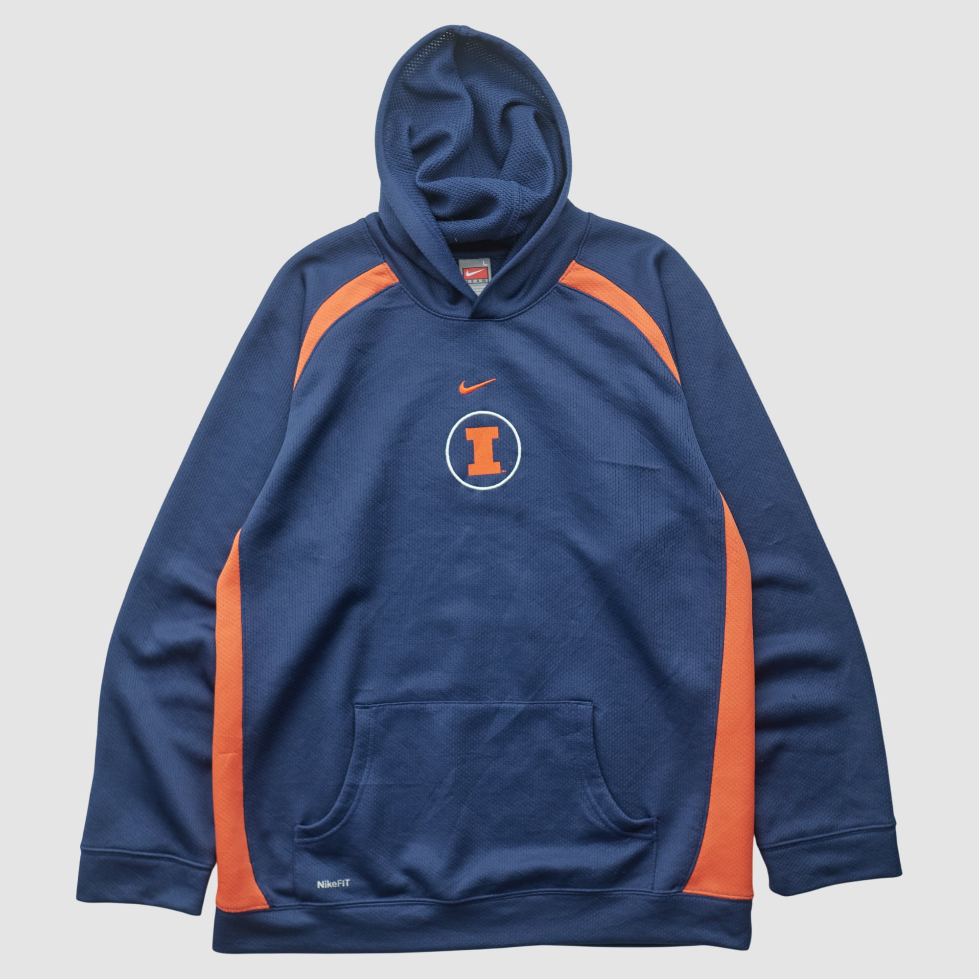 Illinois Fighting Illini Nike 2000s Hooded Pullover Sweatshirt - Navy - S